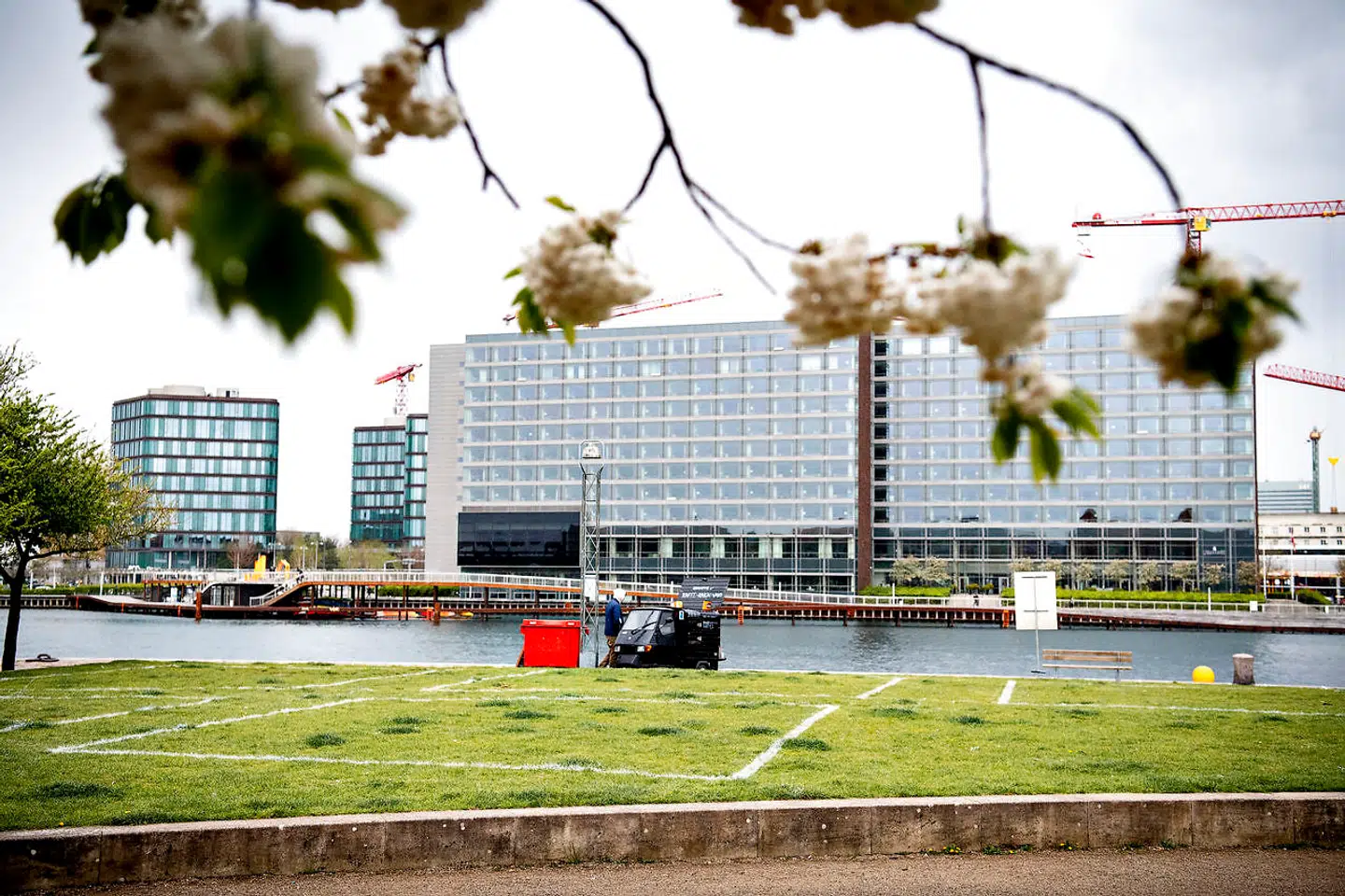 Islands Brygge, nu med felter og i regnvejr
