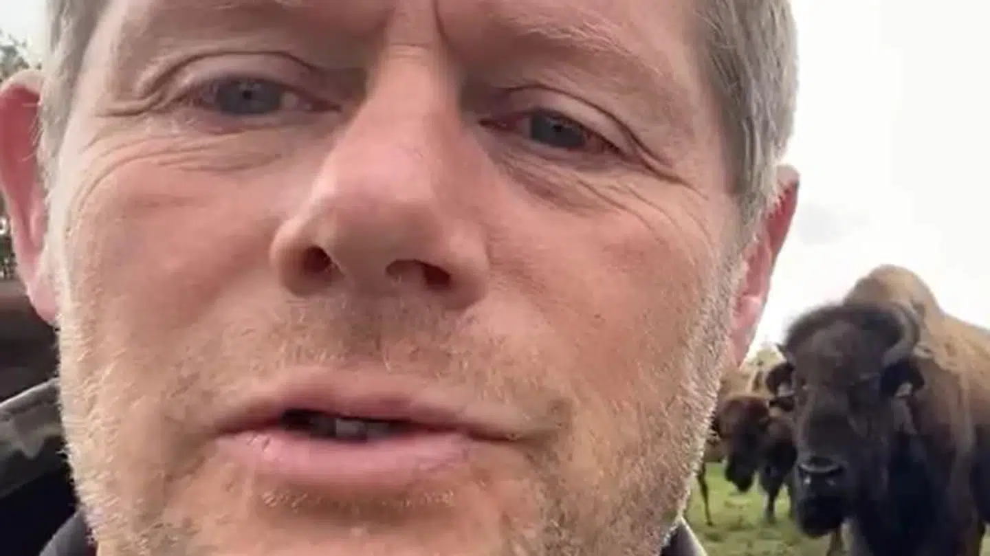 Den fynske bisonfarmer udtrykker i en video sin taknemmelighed for de donationer, der har gjort det muligt for ham at overleve økonomisk lidt endnu under coronakrisen.