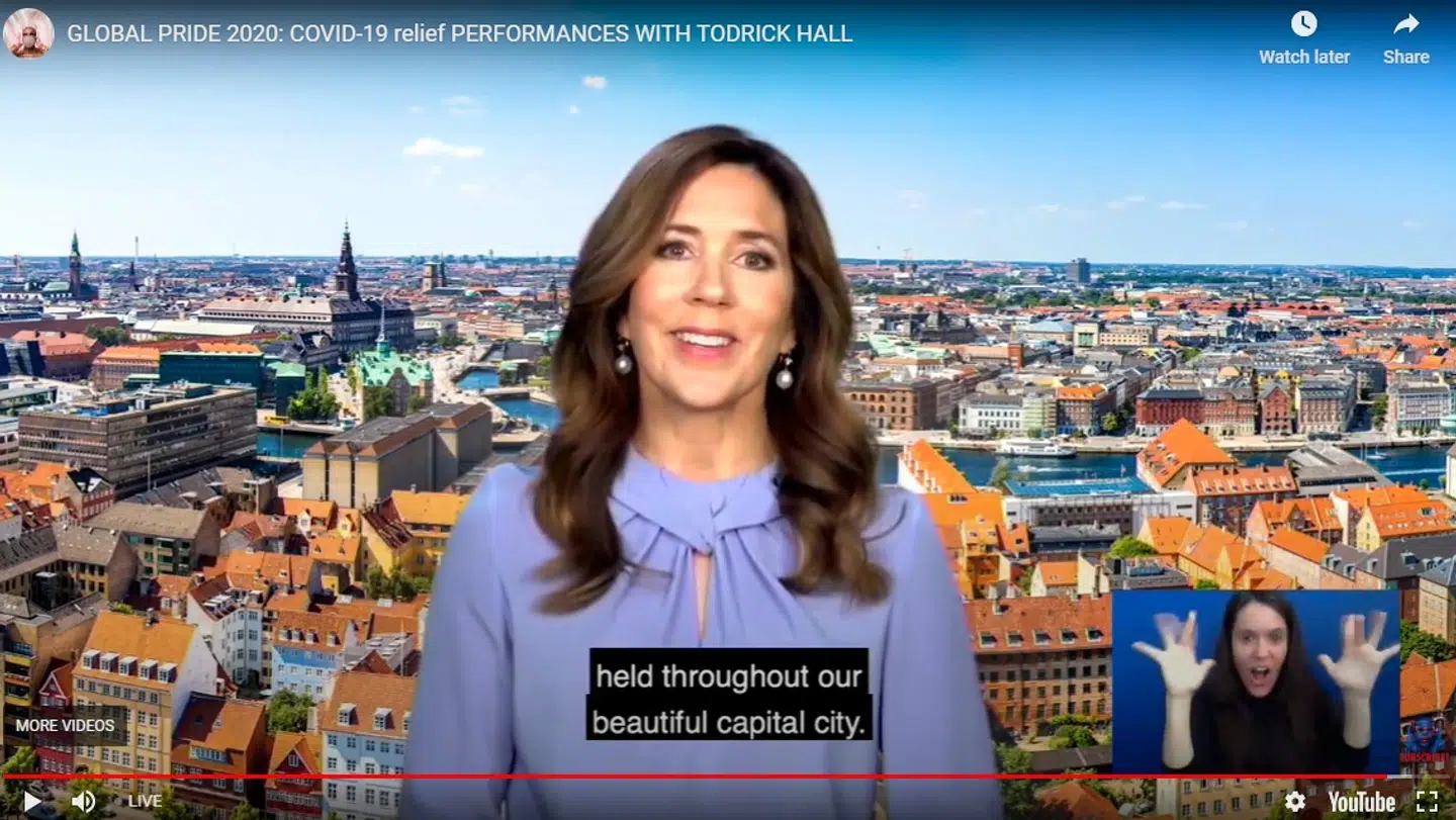 Sådan så det ud, da Kronprinsessen talte under onlineversionen af den globale Pride.