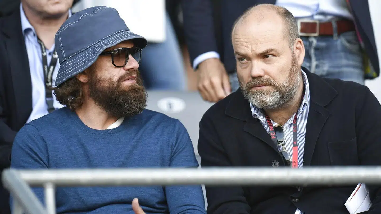 Nikolaj Lie Kaas og Anders Holch Povlsen under kampen på MCH Arena i Herning.