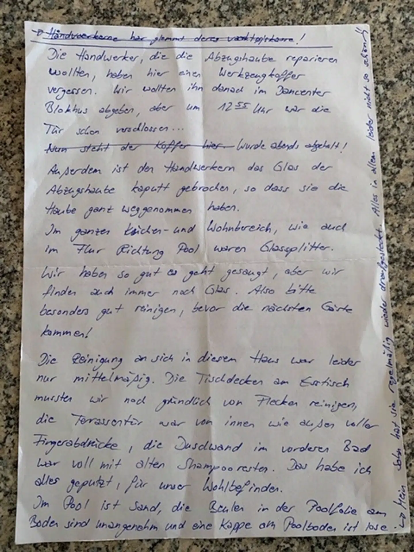 Sådan så listen fra de tyske gæster ud.