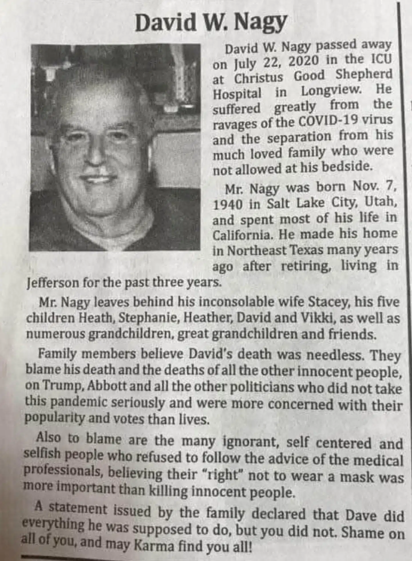 Mindeordene, der er gået viralt på sociale medier.