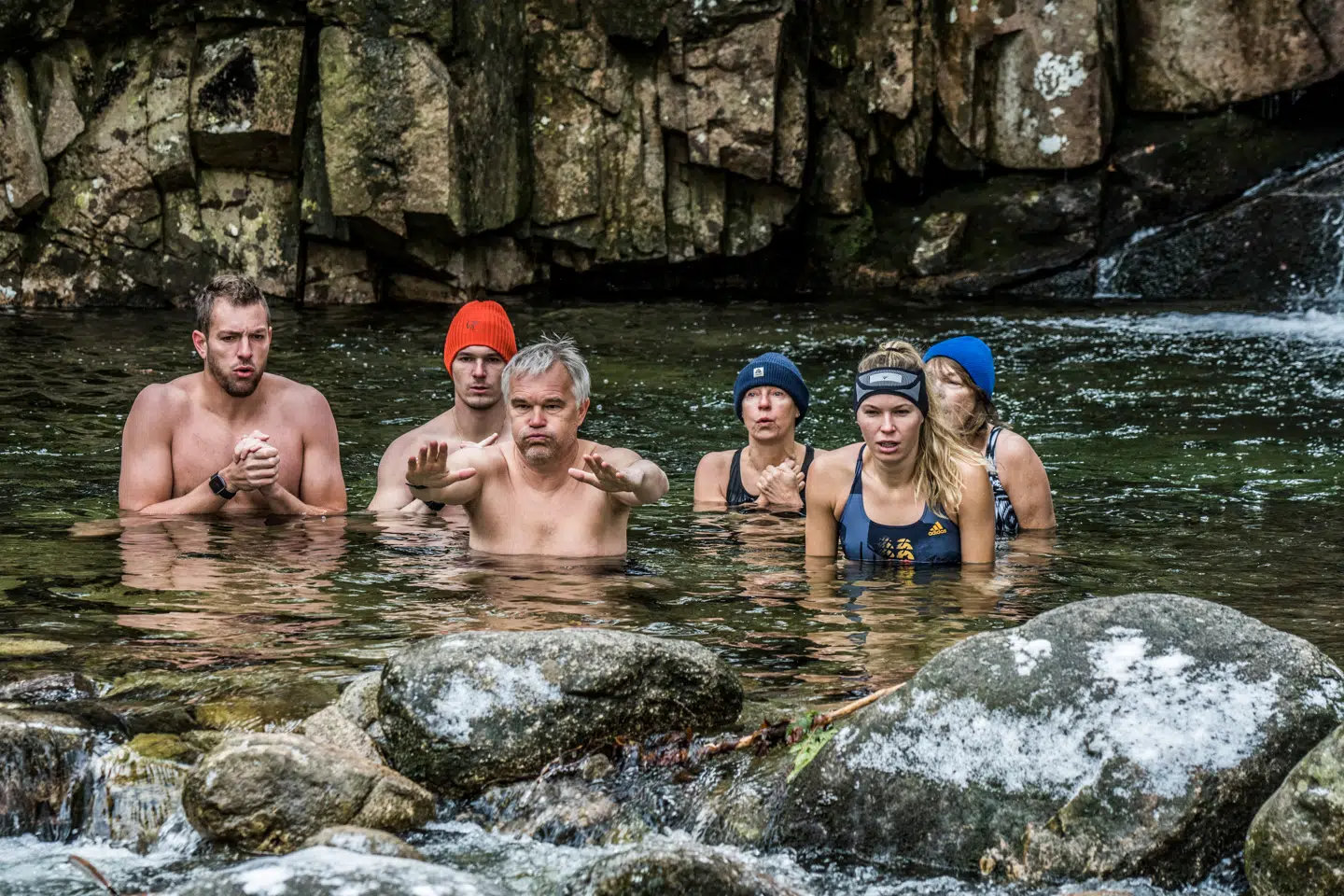 Vinterbadning med Wozniacki'erne.