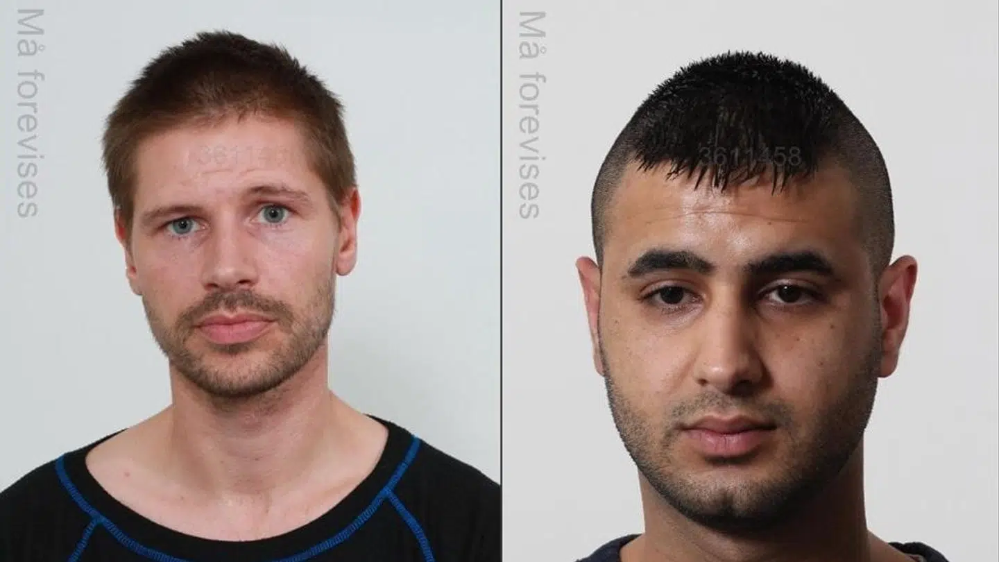 Politiet efterlyser 45-årige Mike Birkholm Bruus og 25-årige Omar Mohamad Meta.