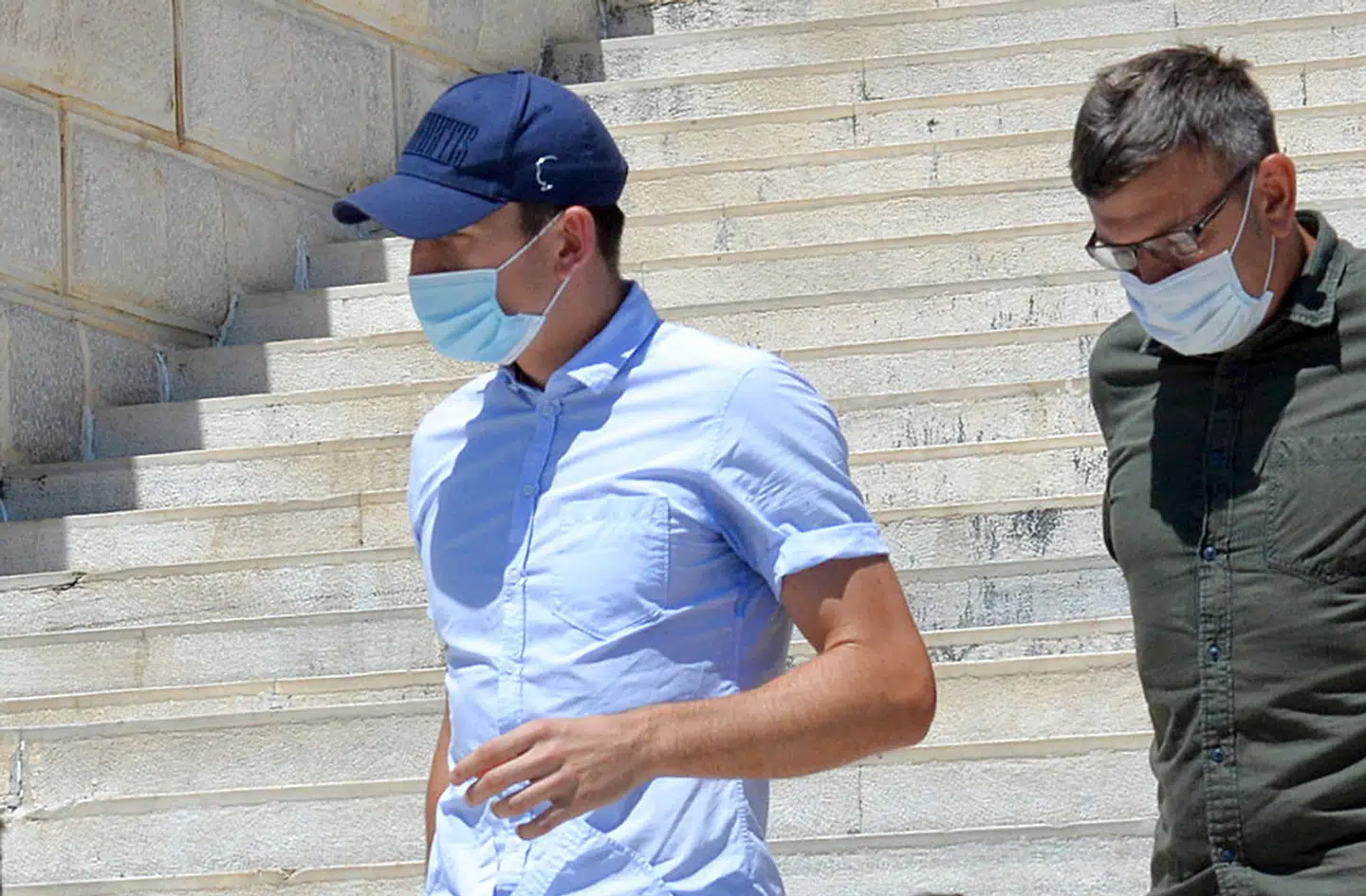 Harry Maguire ved retten på øen Syros i lørdags.