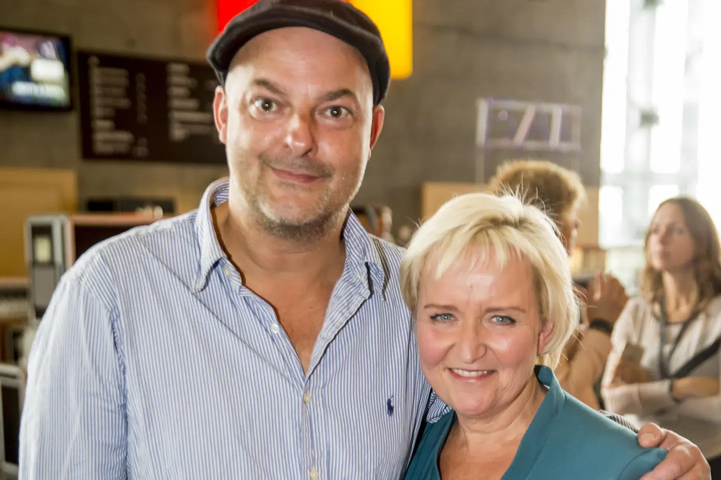 Tine Gøtzsche fotograferet med kæresten Mads Nygaard ved afskedsreceptionen i DR for to år siden.