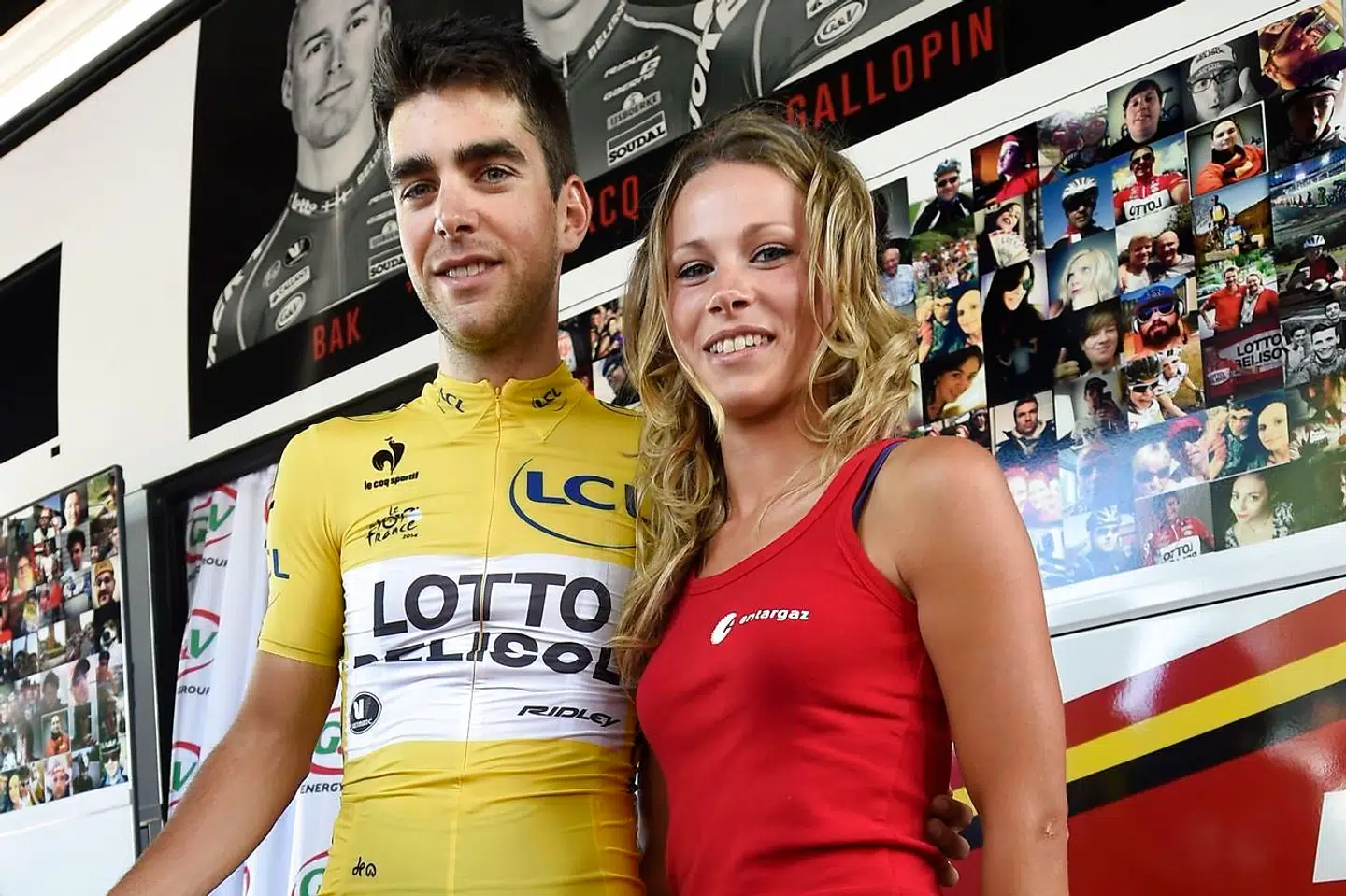 Marion Rousse og Tony Gallopin ved Tour de France 2014.