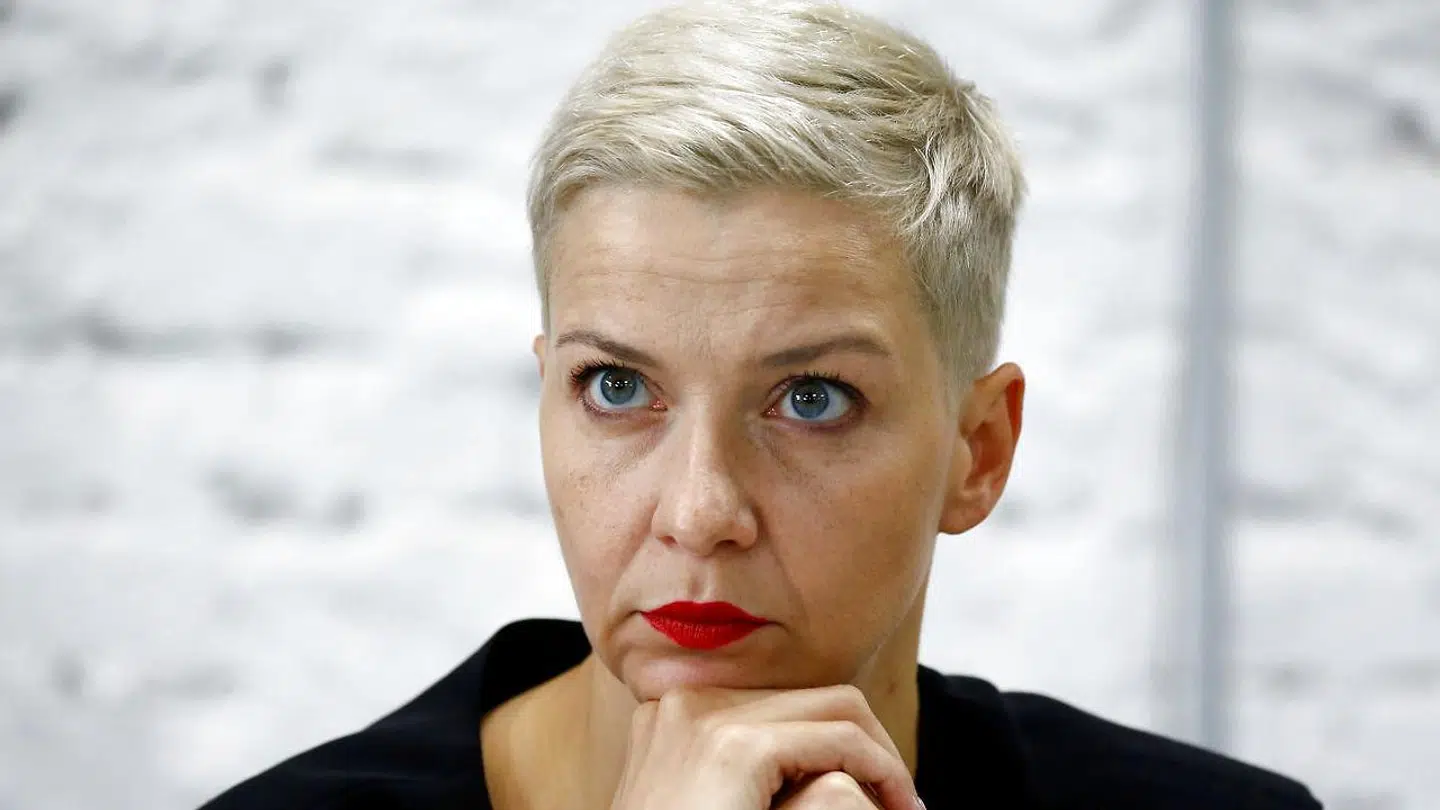 Oppositionslederen Maria Kolesnikova ved et pressemøde i Minsk for få uger siden.