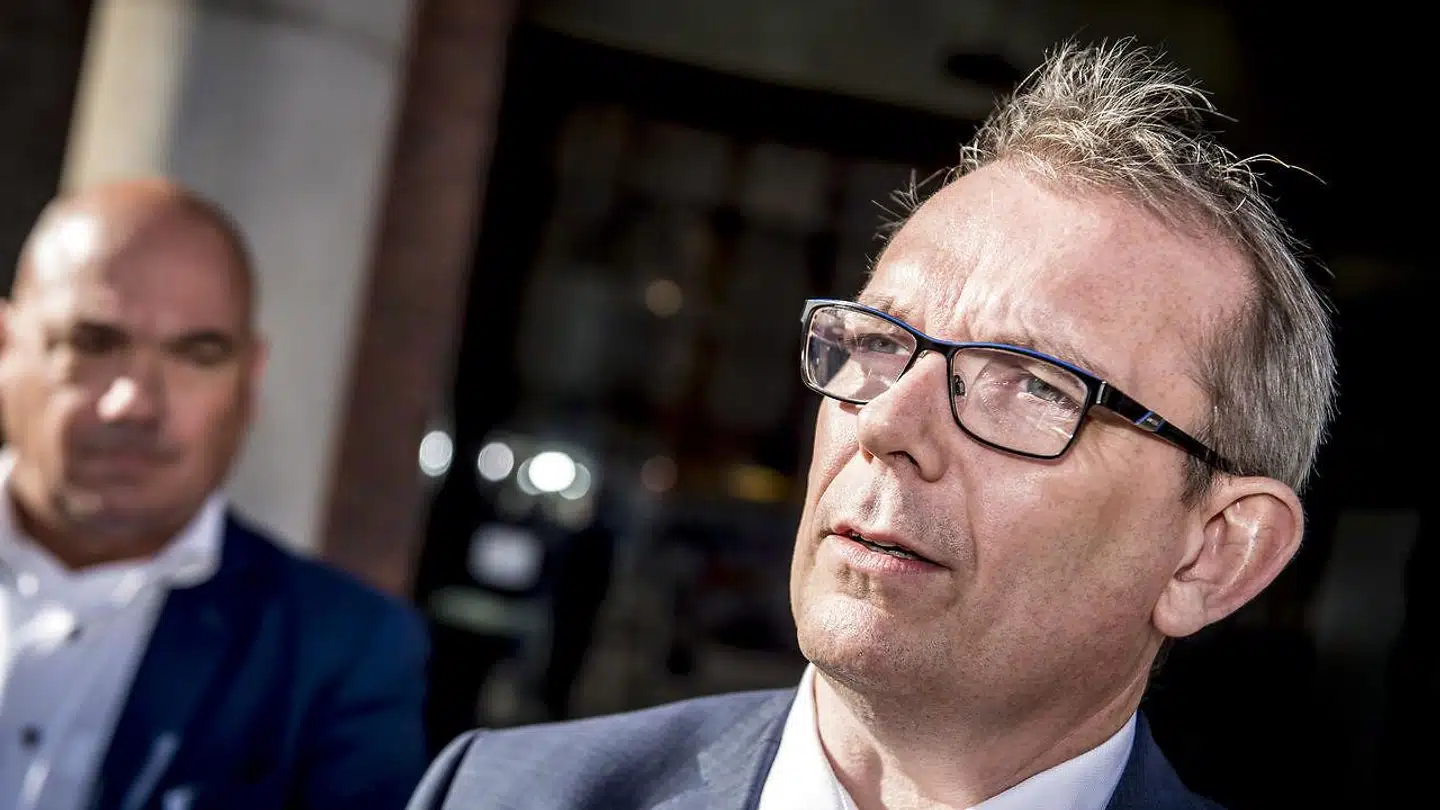 Hans Kristian Skibby (DF) taler med pressen efter møde med Danske Banks ledelse i København, tirsdag den 25. september 2018