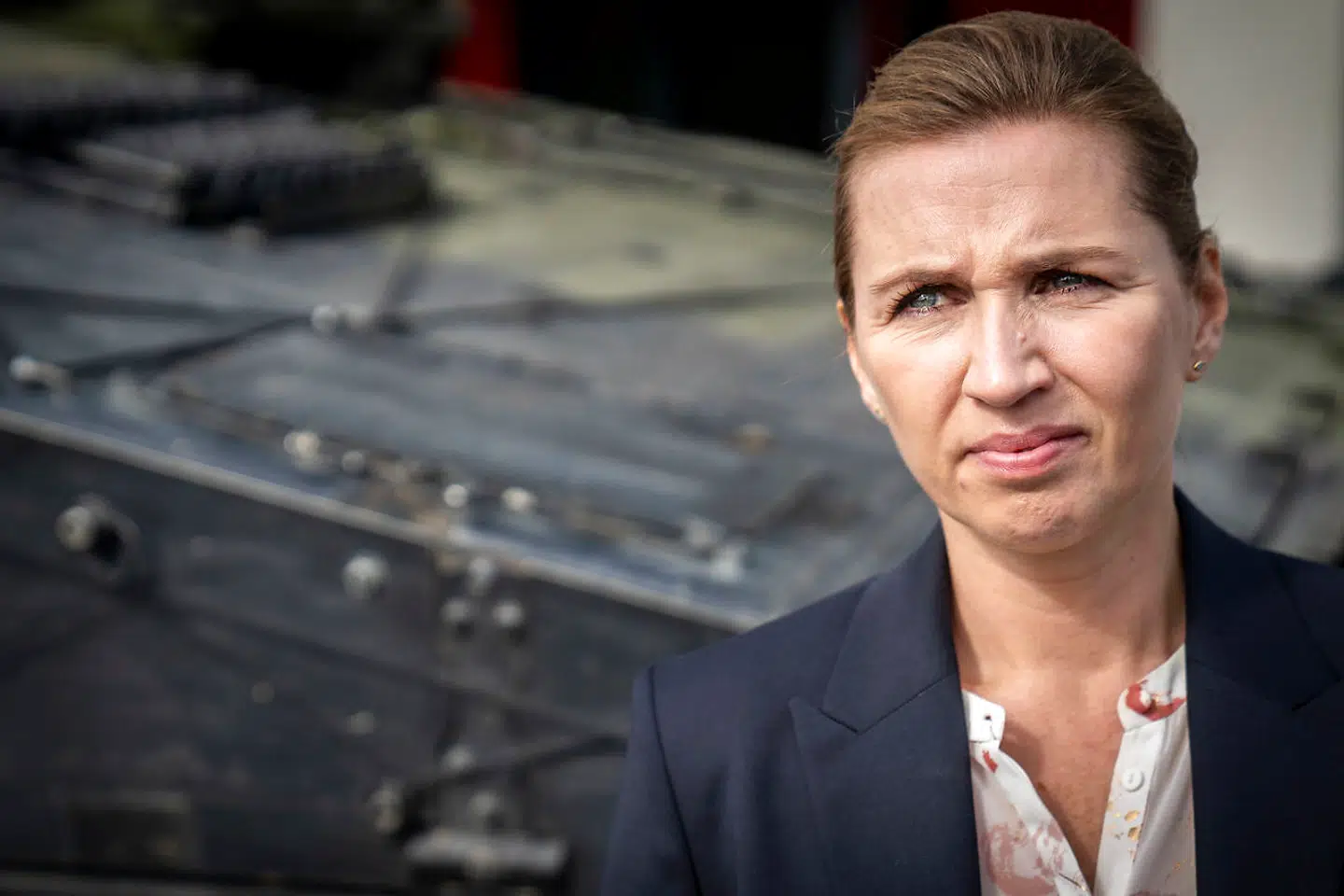 Statsminister Mette Frederiksen (S) taler med presse under sit besøg hos danske soldater på Tapa Army Base i Estland, fredag den 11. september 2020.. (Foto: Mads Claus Rasmussen/Ritzau Scanpix)