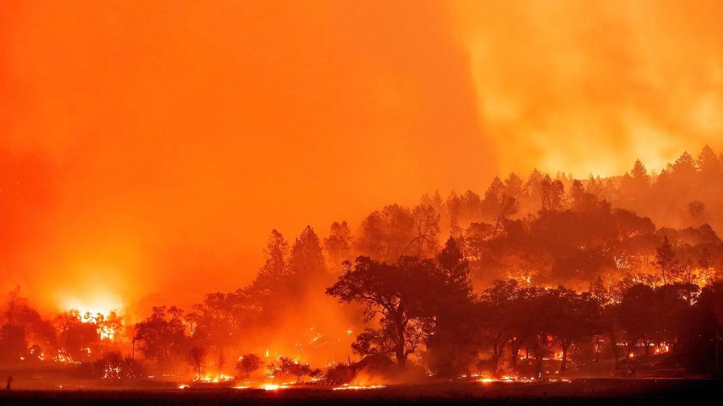 De voldsomme flammer i St. Helena, Napa fanget i distancen.