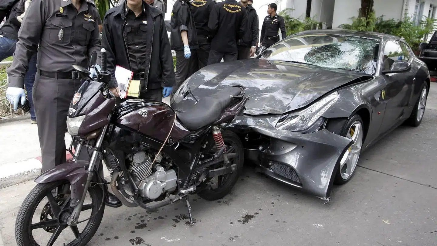 Vorayuth Yoovidhyas ødelagte Ferrari.