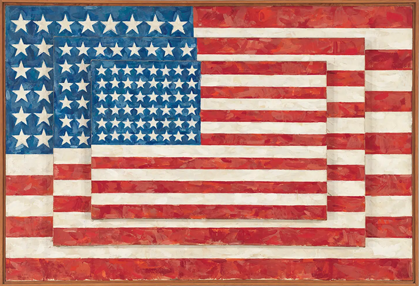 Jasper Johns, Three Flags, 1958/VISDA © 2020. Digital image Whitney Museum of American Art / Licensed by Scala.
