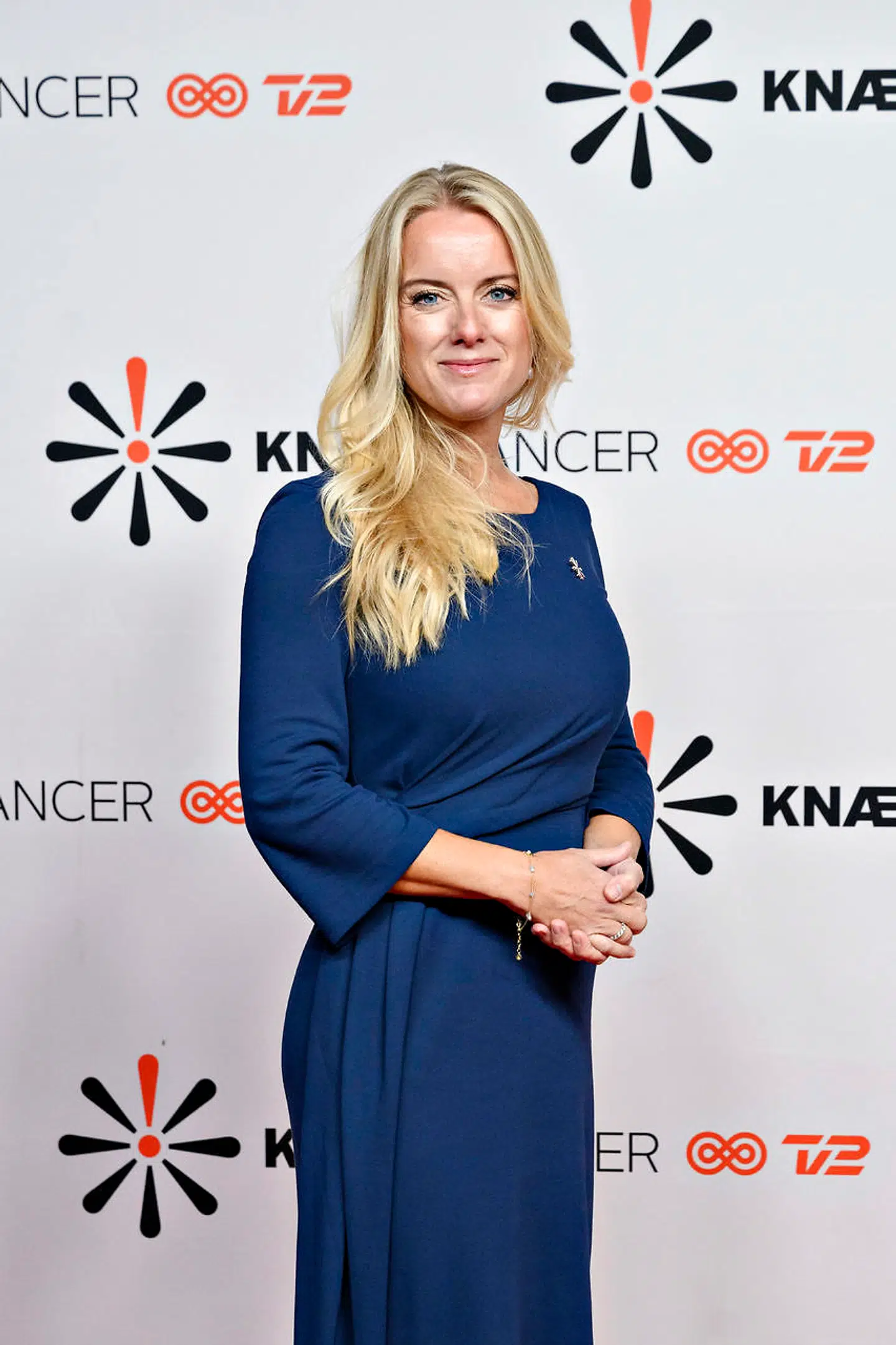 Pernille Vermund fra Nye Borgerlige på den røde løber til 'Knæk cancer live' lørdag aften.