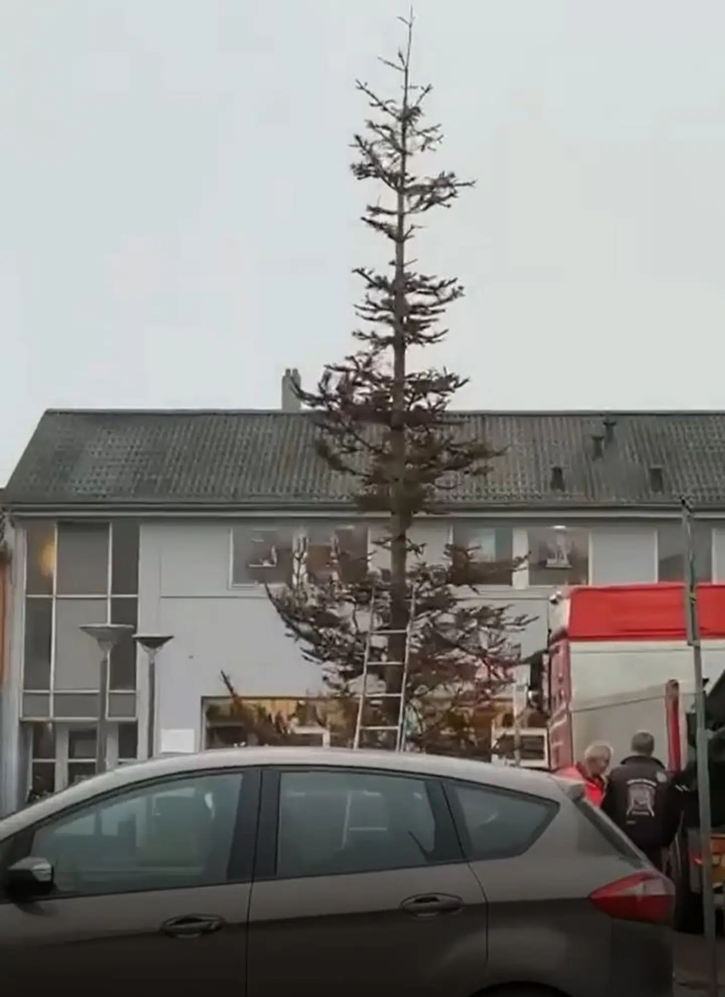 Juletræet i Aars er netop sat op.