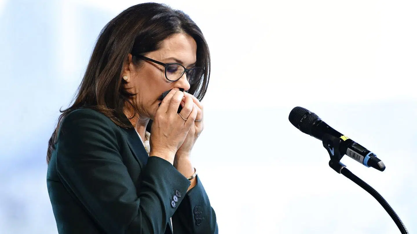 Kronprinsesse Mary brød sammen og måtte holde pause, da hun talte om at miste en elsket. Det skete torsdag da foreningen Børn, Unge & Sorg havde 20-års jubilæumskonference. (Foto: Philip Davali/Ritzau Scanpix)