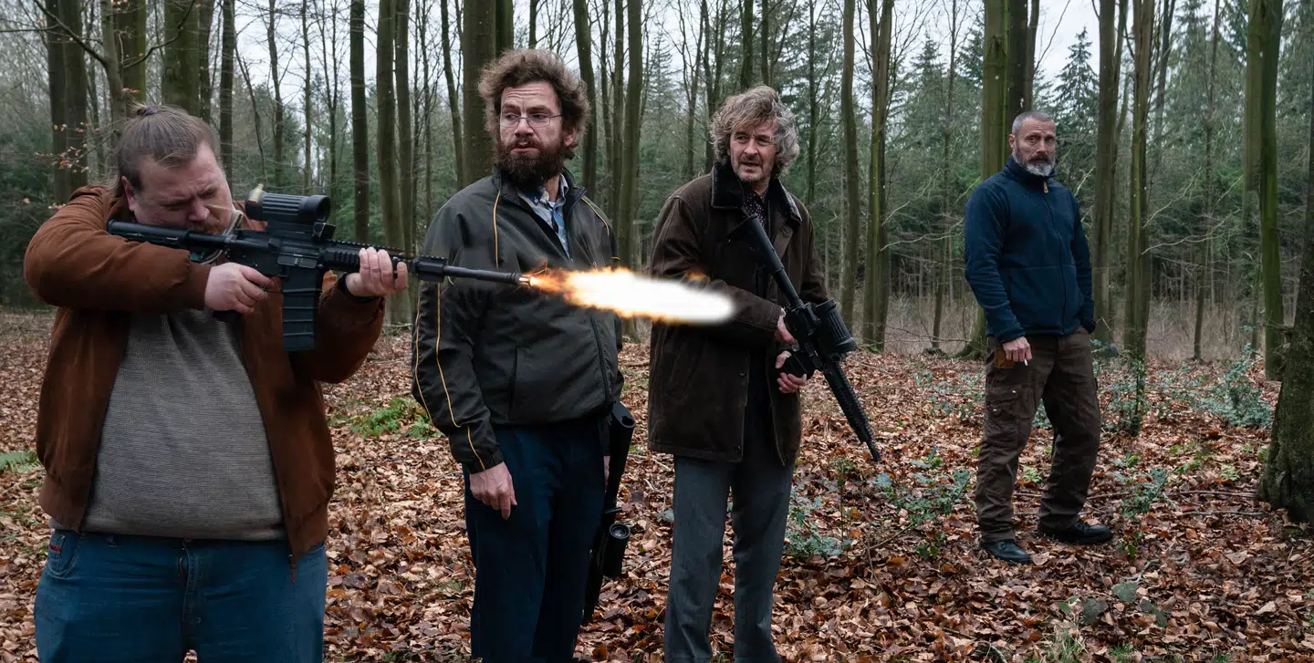 Nicolas Bro, Nikolaj Lie Kaas, Lars Brygmann og Mads Mikkelsen i 'Retfærdighedens ryttere'.
