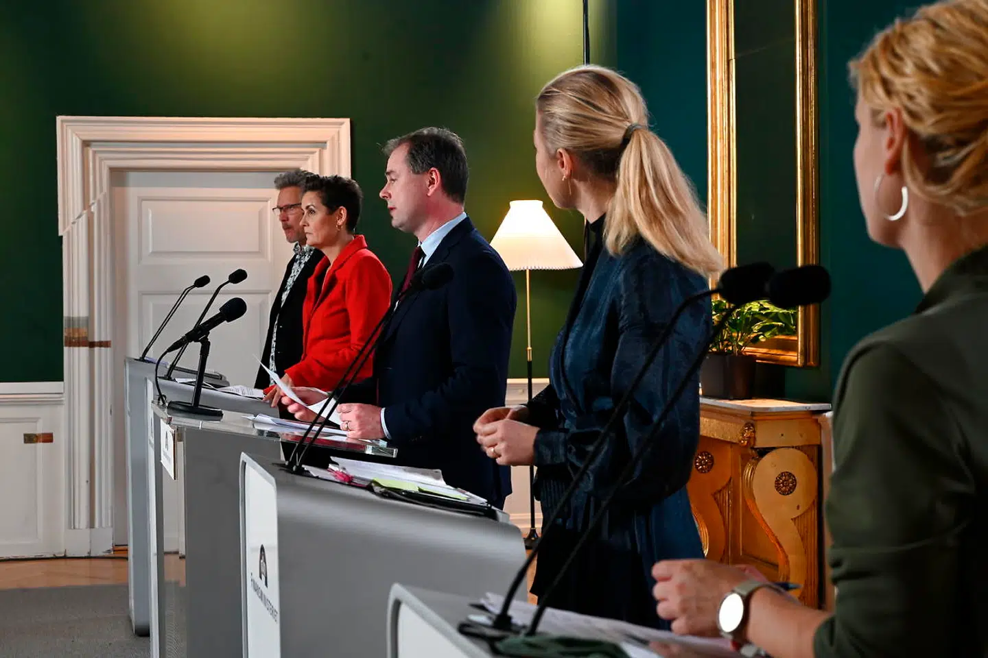 Finansminister Nicolai Wammen præsenterede finanslovsaftale 2021 på et pressemøde sammen med Radikale Venstre, Socialistisk Folkeparti, Enhedslisten og Alternativet i Finansministeriet.