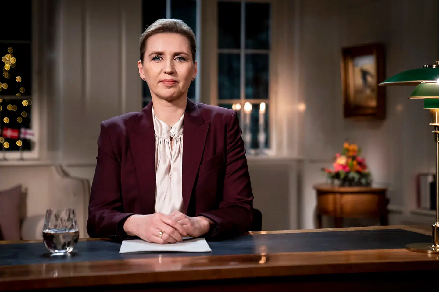 Statsminister Mette Frederiksen (S) holder nytårstale på Marienborg i Kongens Lyngby, fredag den 1. januar 2021.. (Foto: Mads Claus Rasmussen/Ritzau Scanpix)