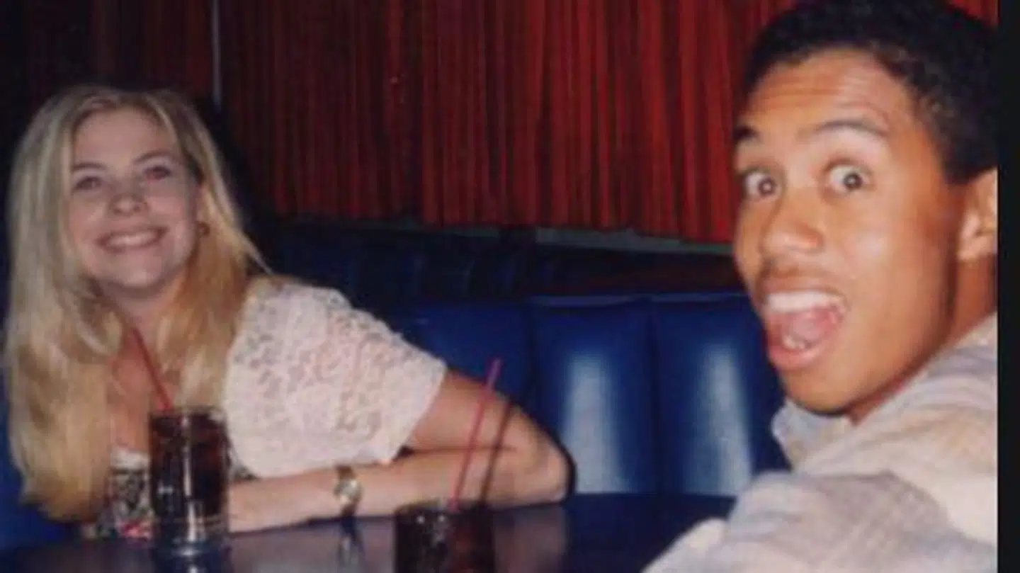 Dina Parr og Tiger Woods sammen i 1990'erne.
