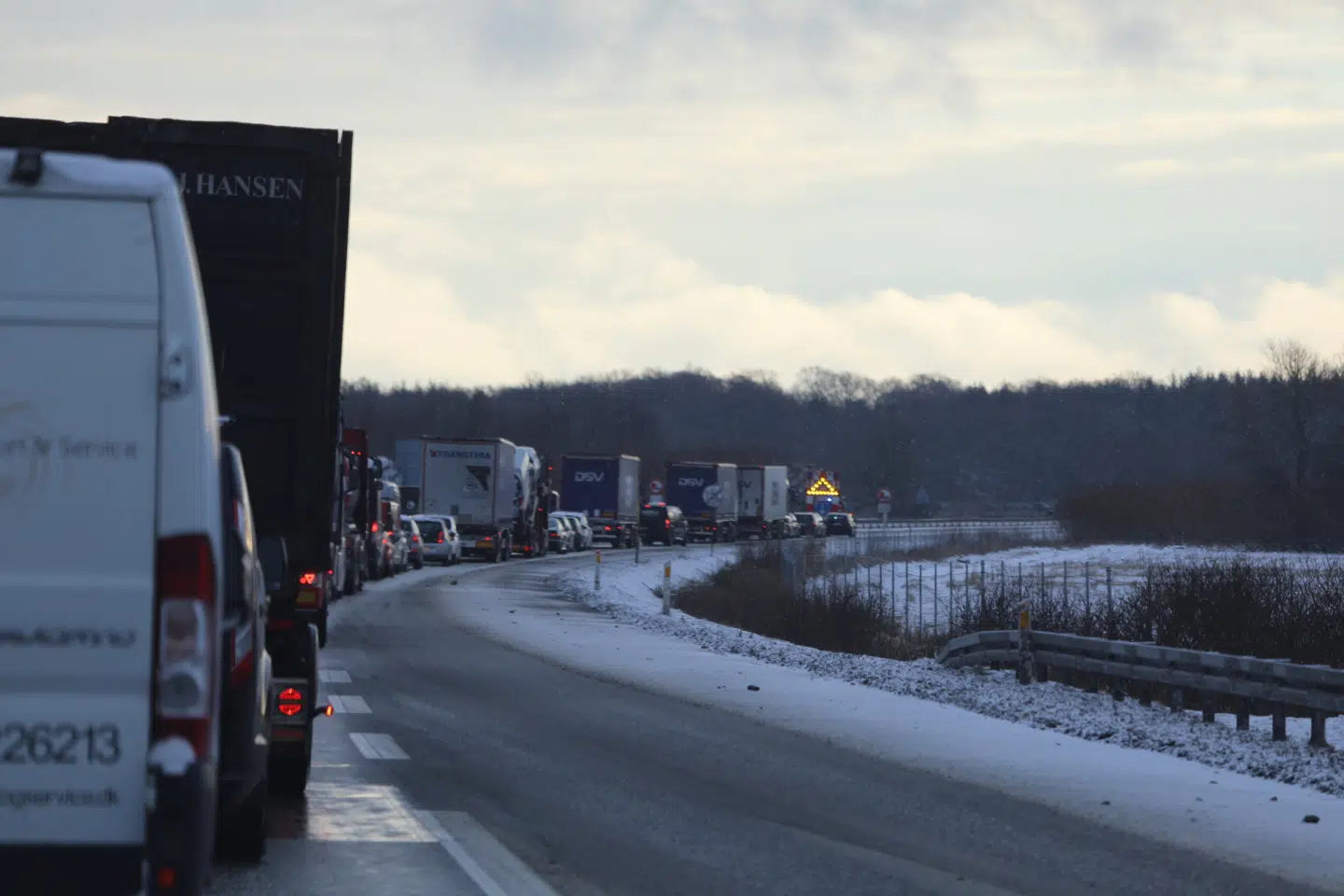 Uheldet på Fynske Motorvej gav en del kø i de tidlige formiddagstimer.