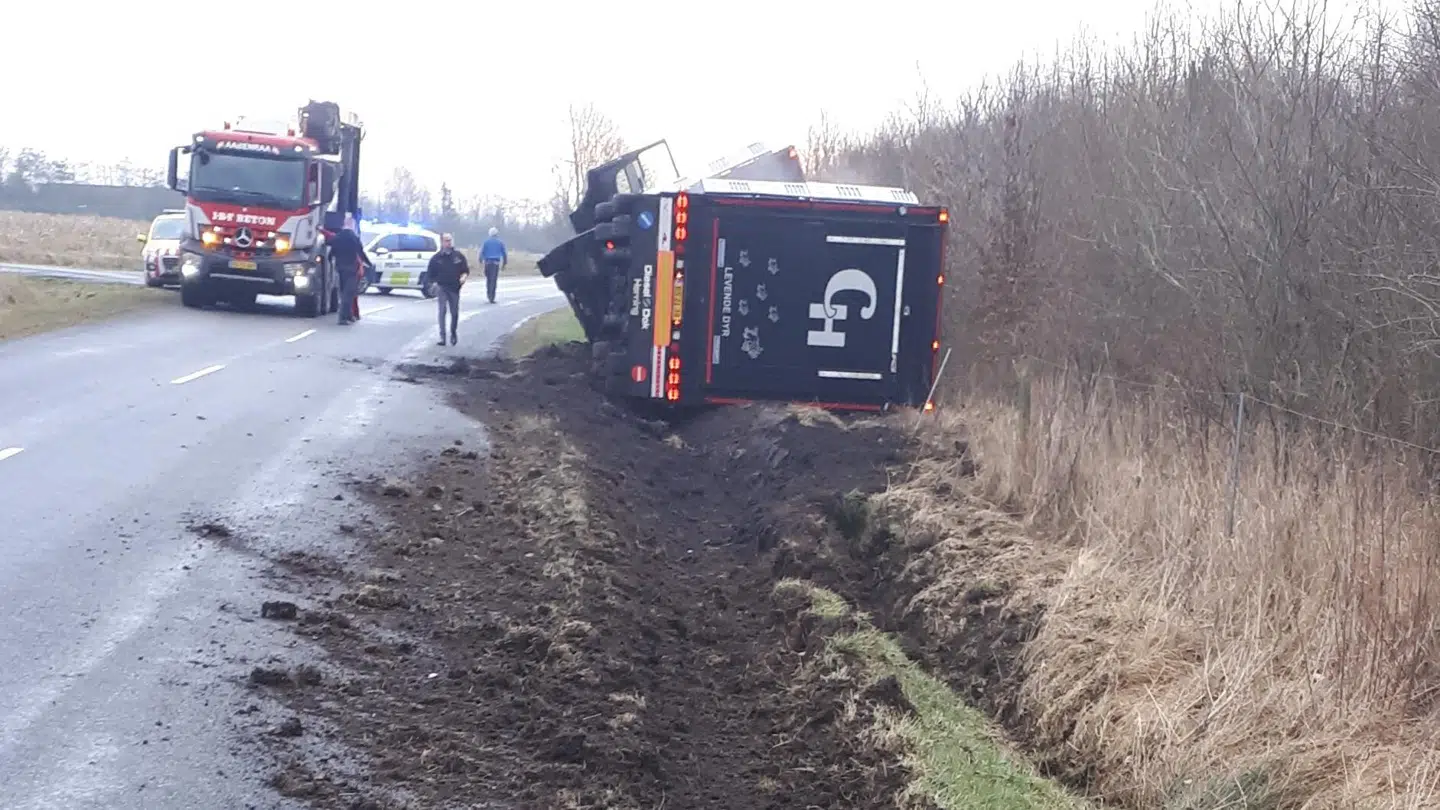 En svinetransport væltede tirsdag formiddag ved Rødekro i Sønderjylland. 420 svin måtte omlæsses.