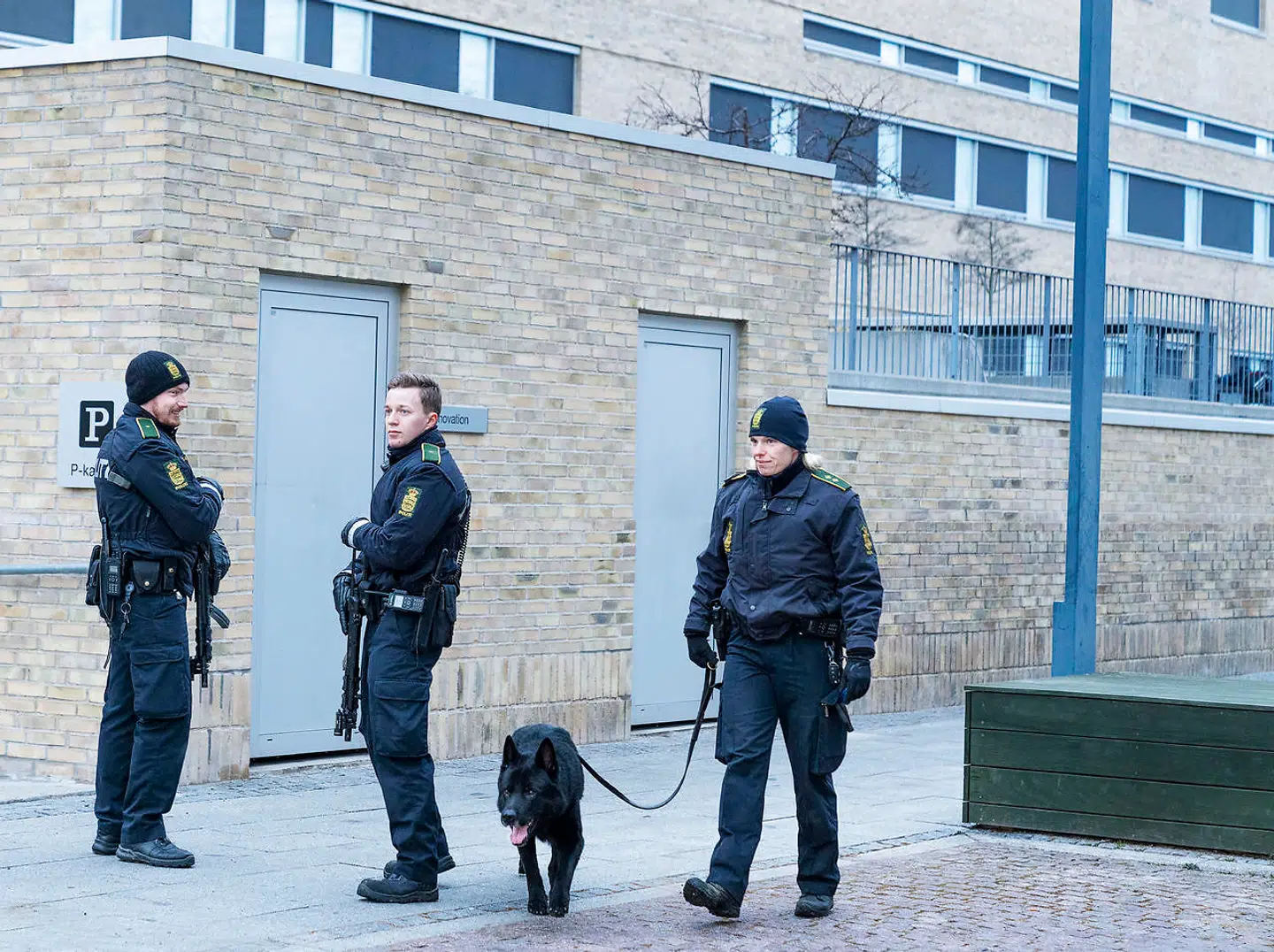 The court building in Holbaek, Denmark, Tuesday morning Feb. 23, 2021. The custody periode of six people suspected in a terrorist case has expired.. (Foto: Claus Bech/Ritzau Scanpix)