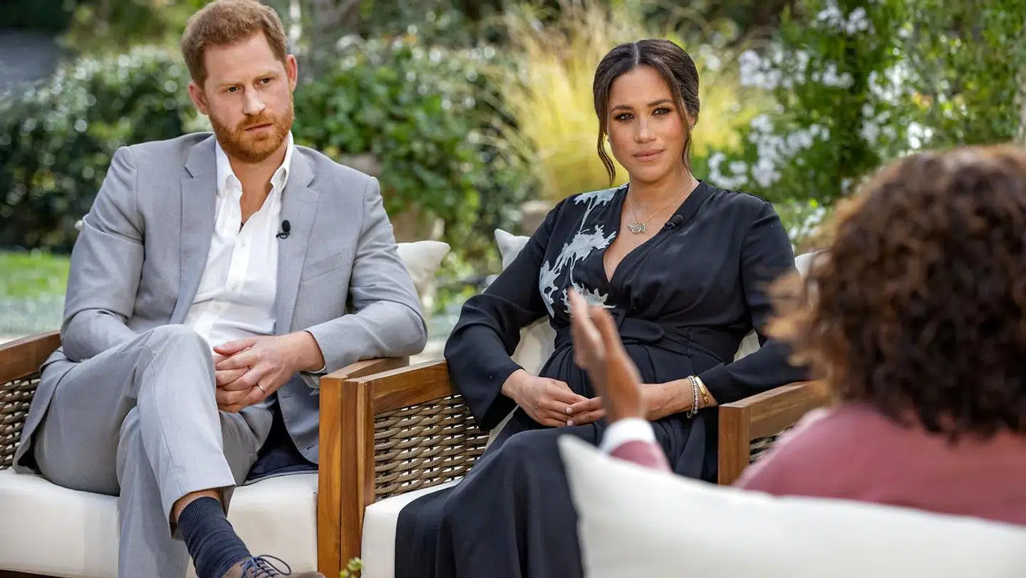 Prins Harry og Meghan under interviewet med Oprah Winfrey.