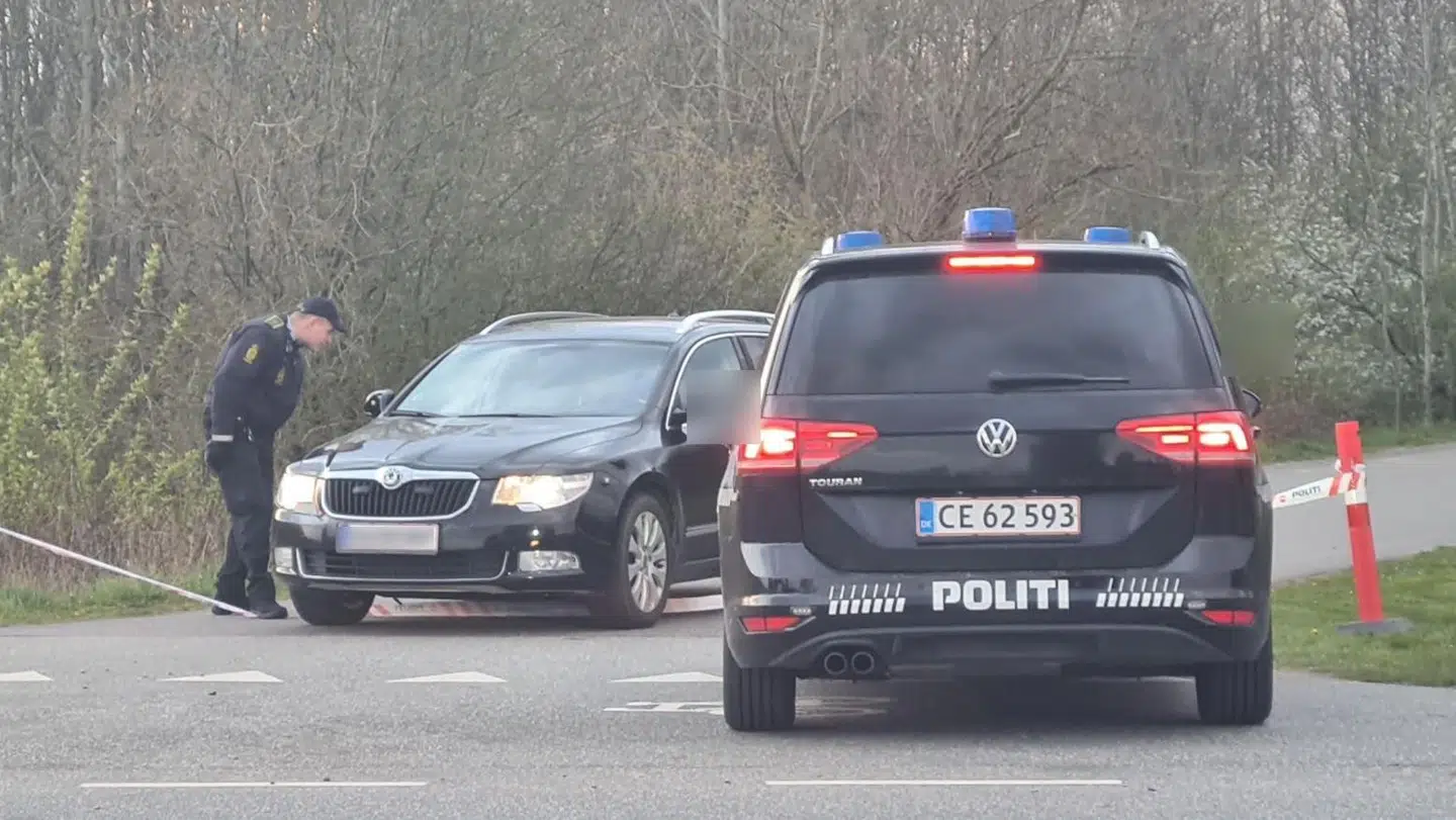 Politiet spærrede i forbindelse med skyderiet i Vonsild et område af.