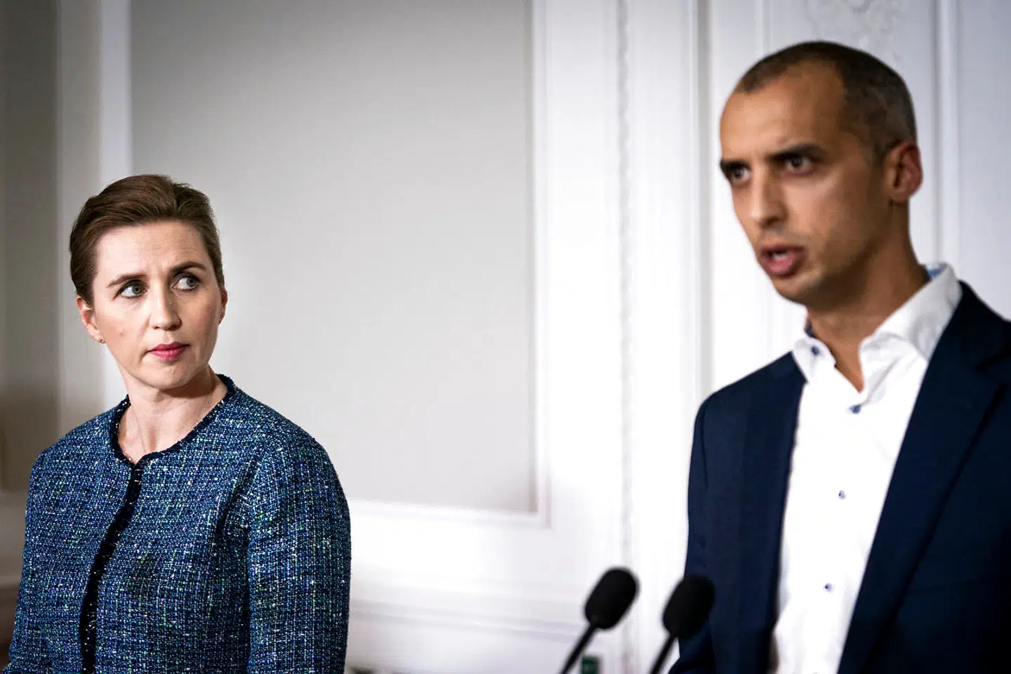 Statsminister Mette Frederiksen og udlændinge- og integrationsminister Mattias Tesfaye til pressemøde i Statsministeriet, torsdag den 16. januar 2020.. (Foto: Niels Christian Vilmann/Ritzau Scanpix)