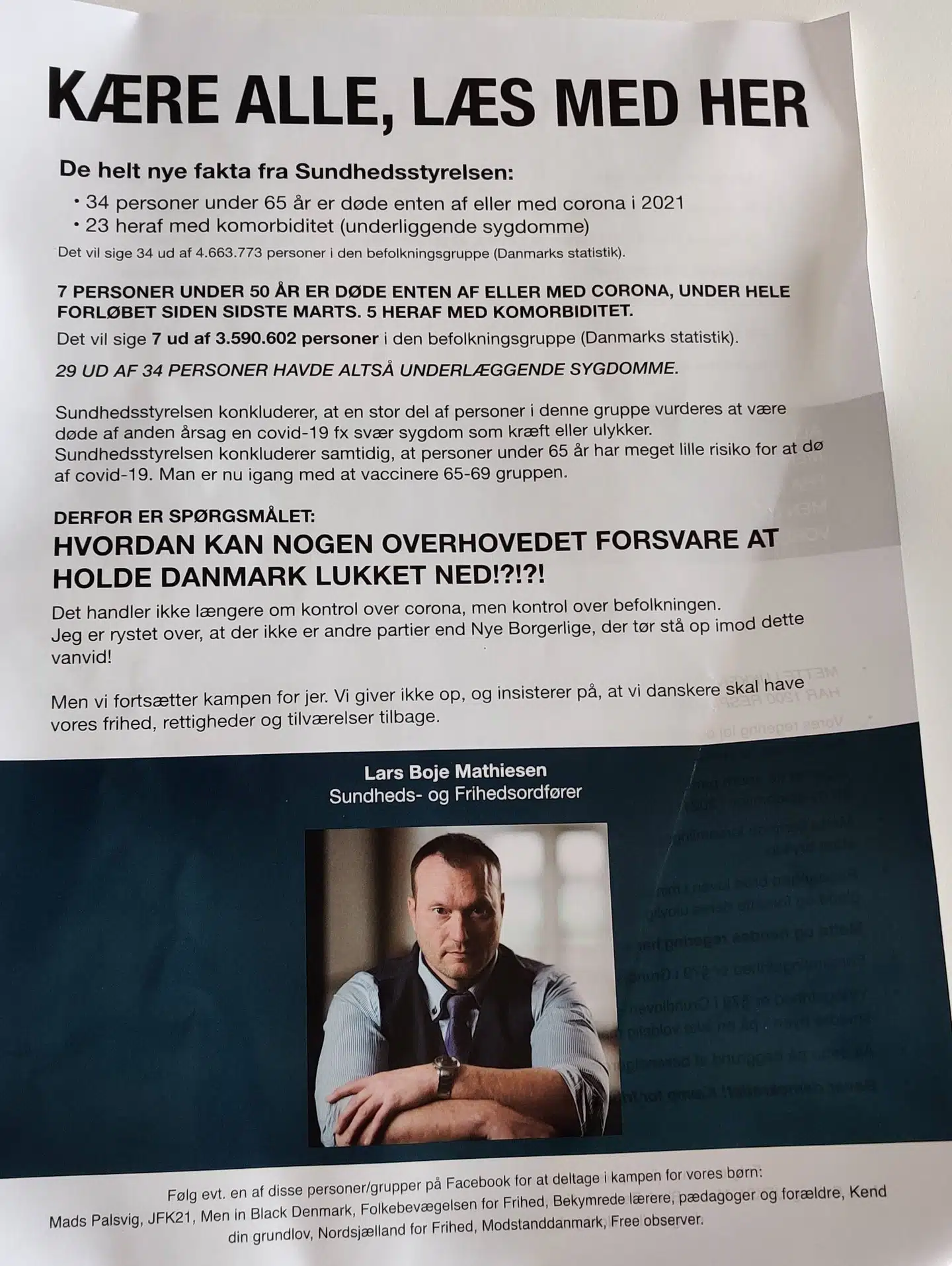 Den ene af to sider, der blev delt ud i postkasser i Hillerød.