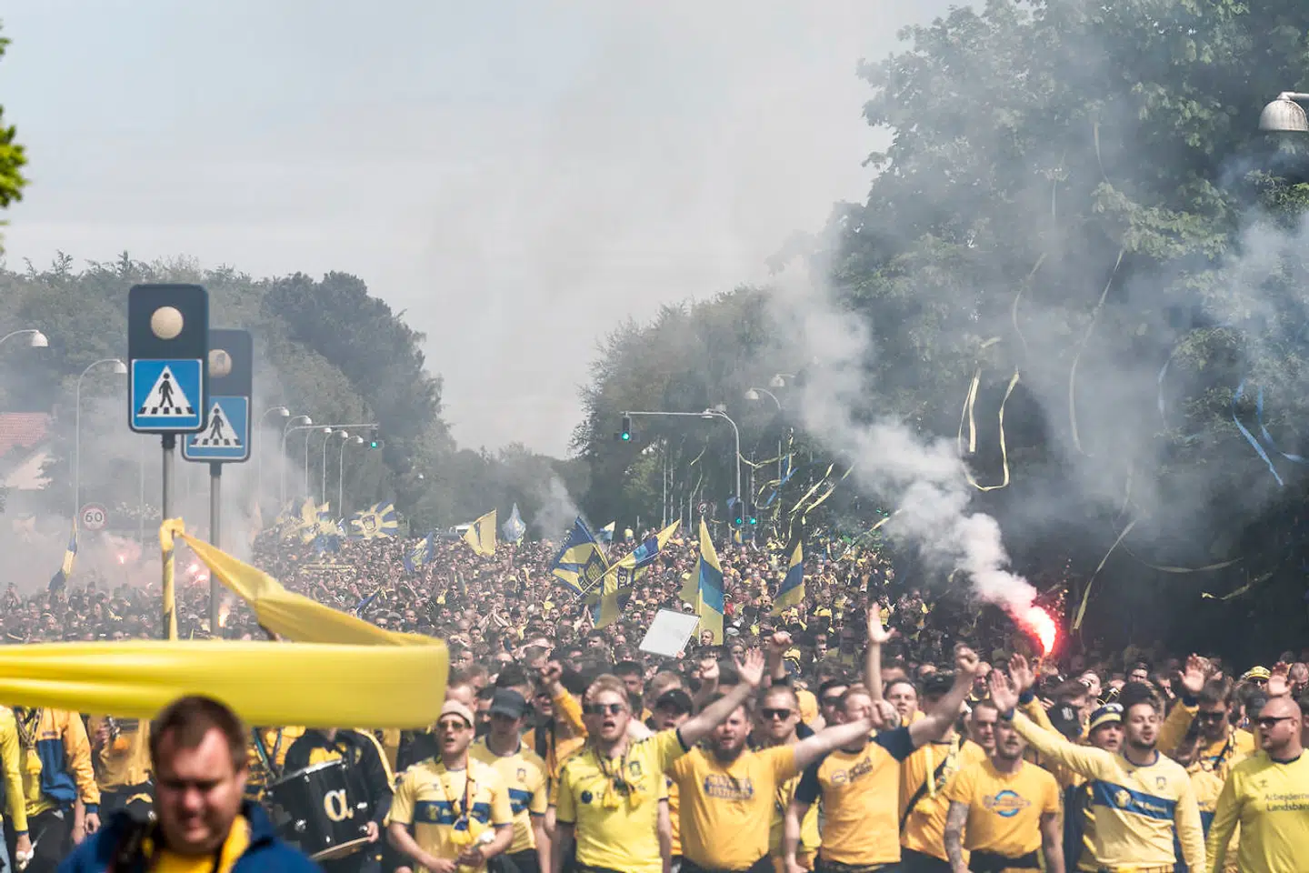 Brøndbyfans før superligakampen imellem Brøndby og FC Nordsjælland på Brøndby Stadion, mandag den 24. maj 2021.. (Foto: Ólafur Steinar Rye Gestsson/Ritzau Scanpix)