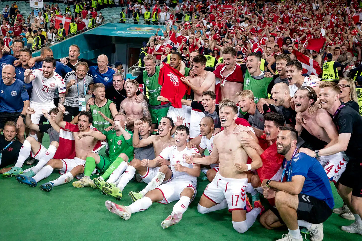 Landsholdet efter kvartfinalen. Foto: Liselotte Sabroe/Ritzau Scanpix