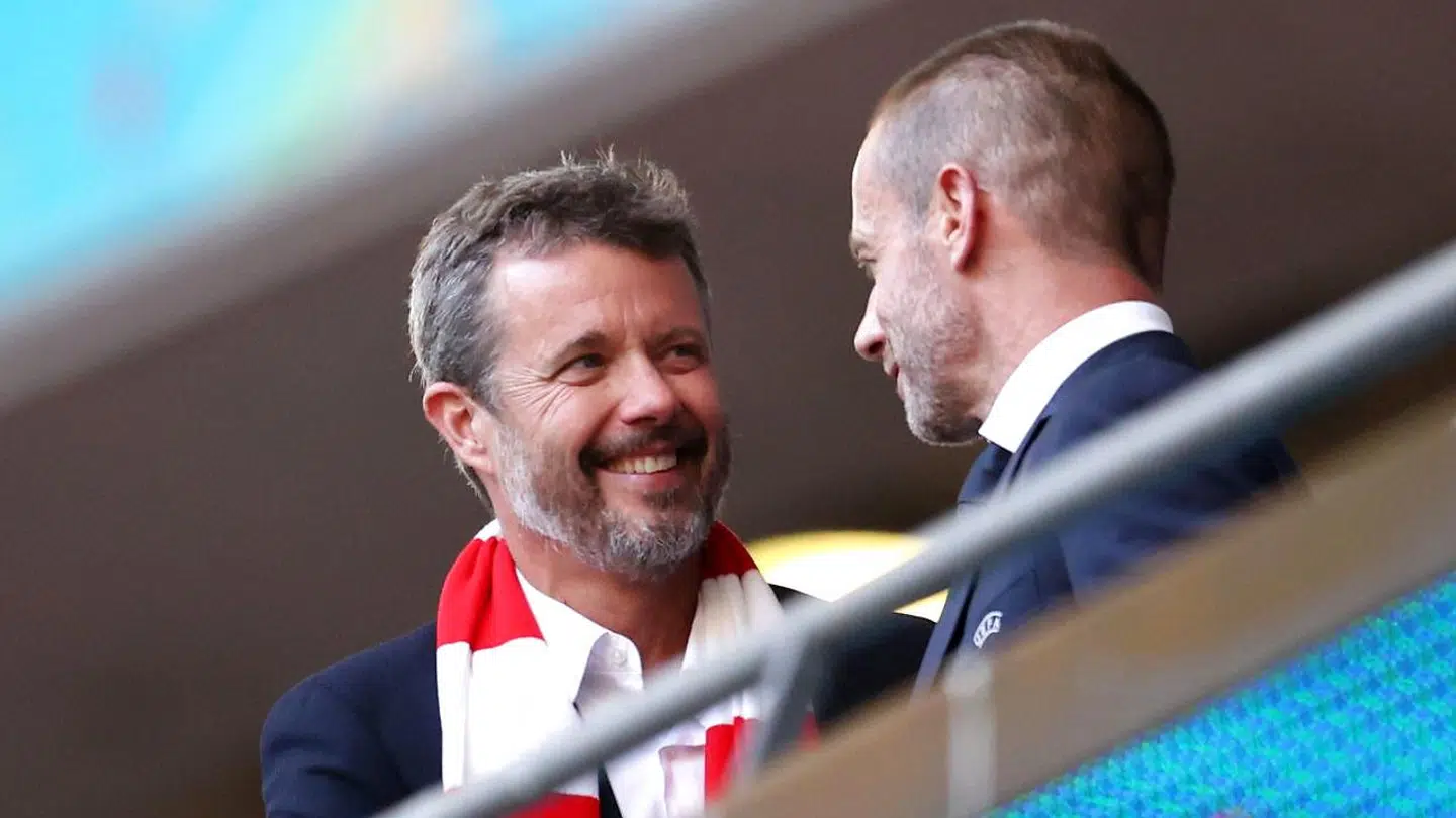 Kronprins Frederik med UEFA-præsident, Aleksander Ceferin, på Wembley.