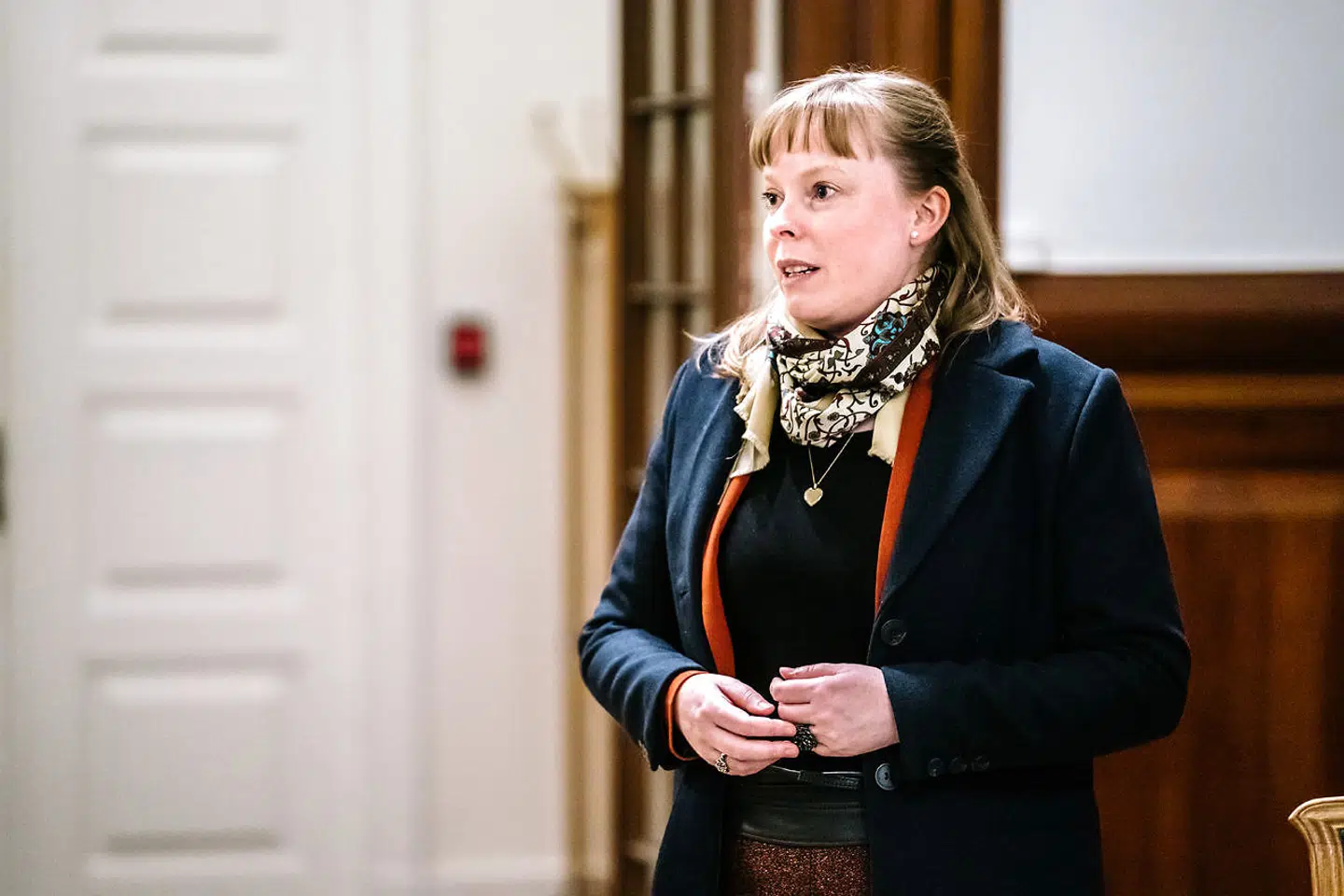 Kulturminister Joy Mogensen (S) ankommer til samråd om udendørs sportsbegivenheder på Christiansborg onsdag den 14. april 2021. (Foto: Emil Helms/Ritzau Scanpix)