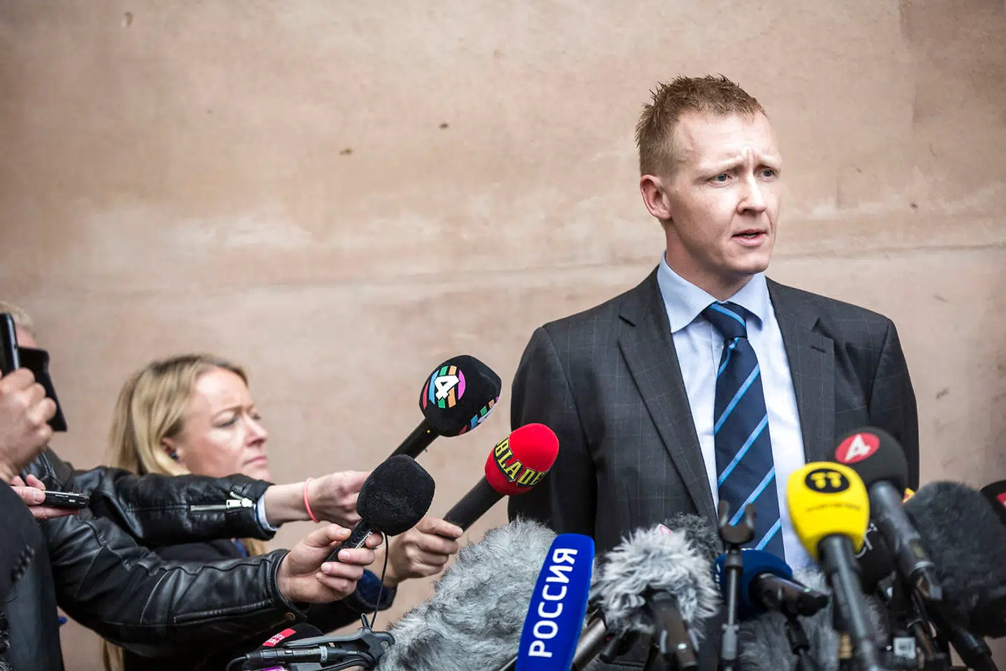 Anklager Jakob Buch-Jepsen efter domsafsigelse i ubådssagen mod Peter Madsen i Københavns byret onsdag d. 25. april 2018.. (Foto: Nikolai Linares/Ritzau Scanpix)