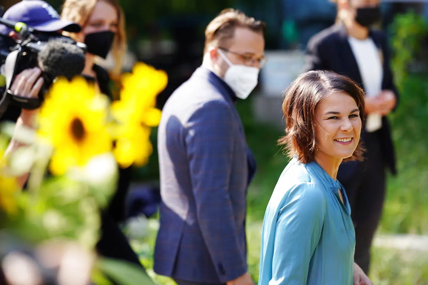 Annalena Baerbock (R) på valgdagen 26 september 2021.