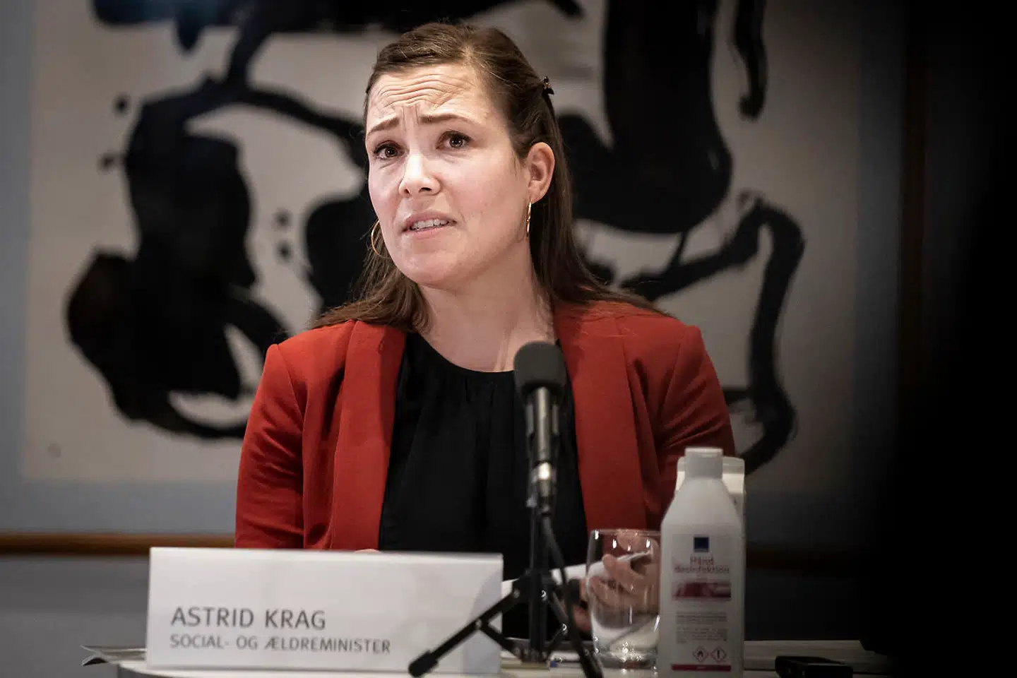 Social- og ældreminister Astrid Krag (S) afholder pressemøde om udspillet Børnene Først, i Eigtveds Pakhus i København, onsdag den 27. januar 2021.. (Foto: Mads Claus Rasmussen/Ritzau Scanpix)