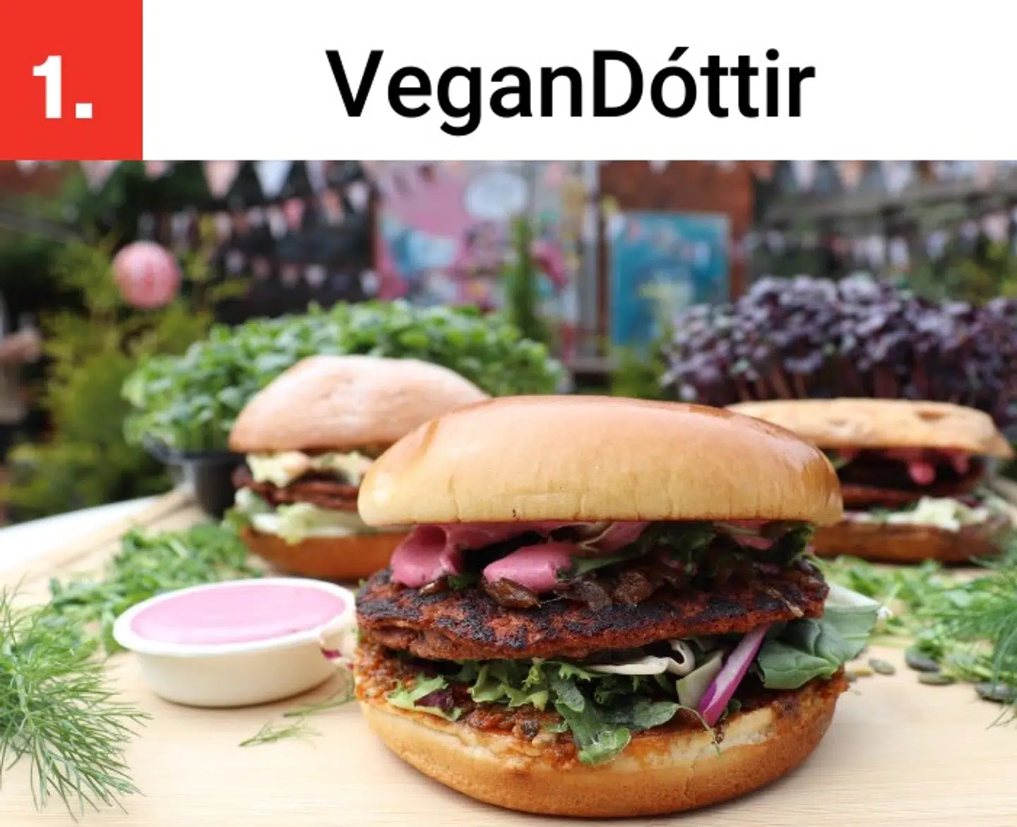 Den mest populære burger hos VeganDóttir er 'The Mushroom Burger'.