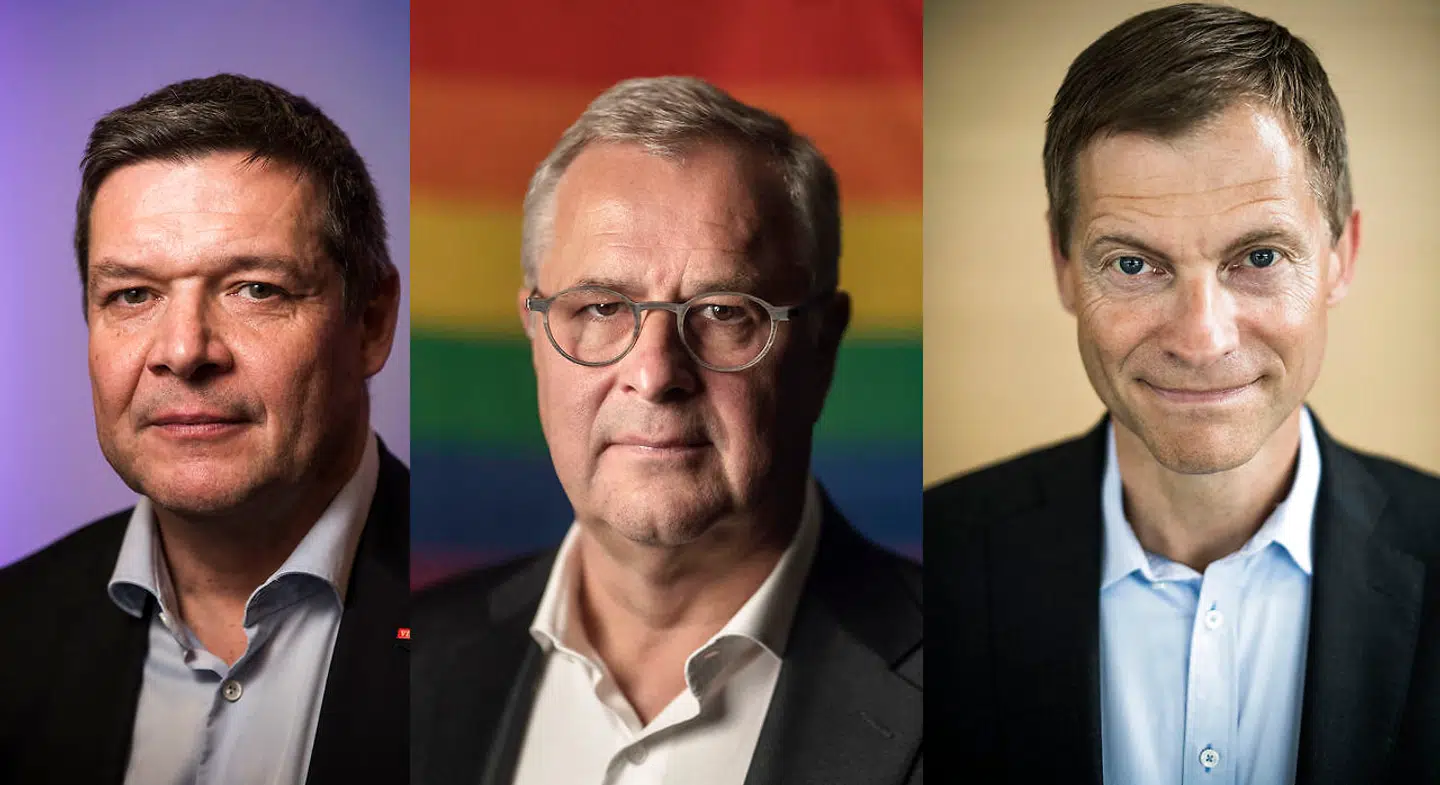 Det er store danske traditionsvirksomheder som Mærsk, Danfoss og Velux, der er blandt de store vindere i årets imageundersøgelse. Fra venstre er det topcheferne David Briggs (Velux), Søren Skou (Mærsk) og Kim Fausing (Danfoss).