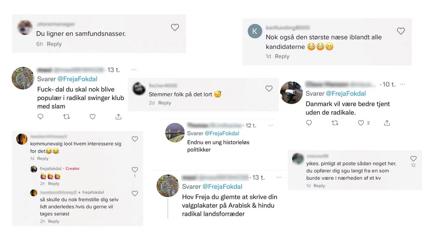 Her er et lille udpluk af de kommentarer, som Freja Fokdal har modtaget for nylig.