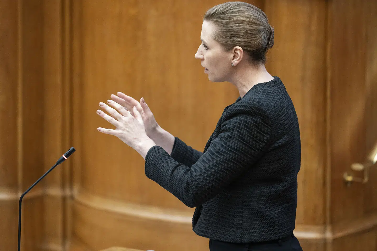 Mette Frederiksens forklaring er, at hun af sikkerhedshensyn er blevet rådgivet i Statsministeriet til at slå automatisk sletning af sms'er til. Claus Bech/Ritzau Scanpix