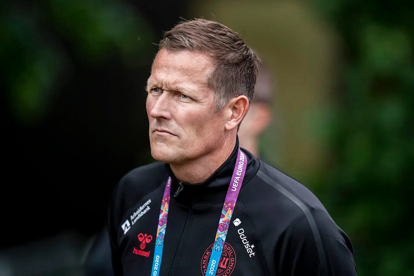 Peter Møller under mixed zone i Helsingør, mandag den 14. juni 2021. (Foto: Liselotte Sabroe/Ritzau Scanpix)