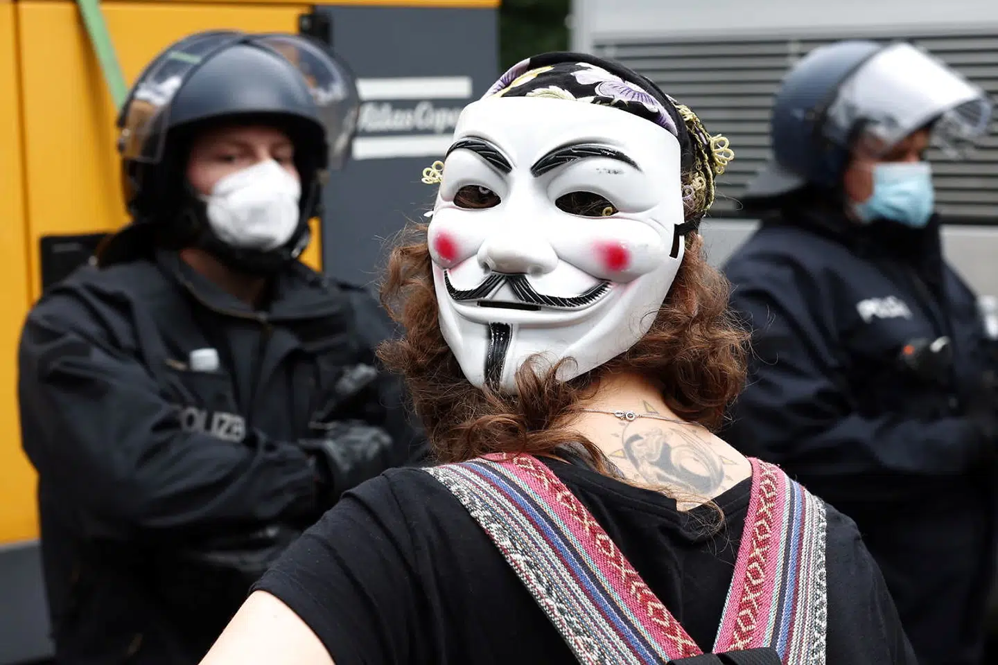 Guy Fawkes-masken er blevet brugt til alle mulige protester. Her er det antivaxere i Tyskland.