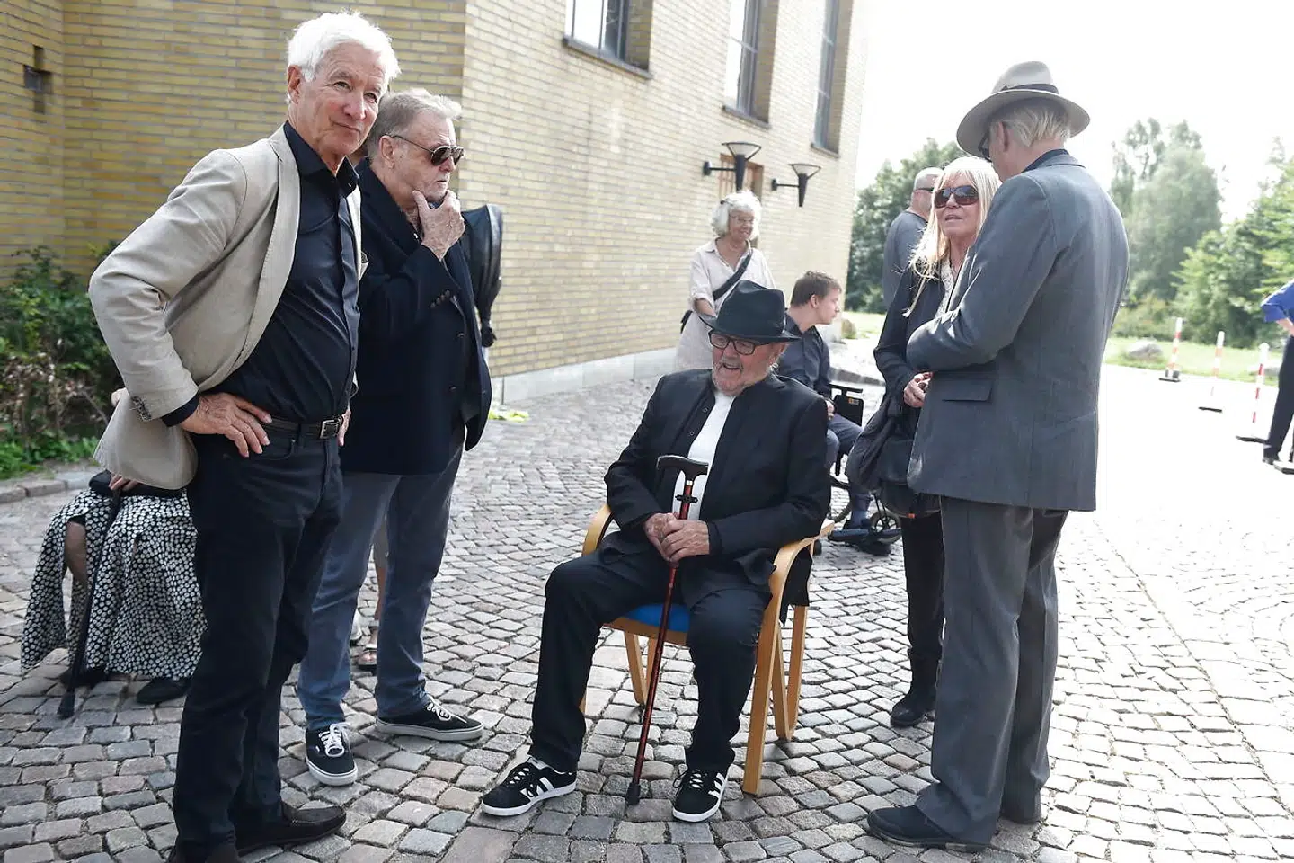 Eddie Skoller og Povl Dissing. Benny Andersen bisættes fra Sorgenfri Kirke, torsdag den 23 august 2018. (Foto: Liselotte Sabroe/Scanpix 2018)