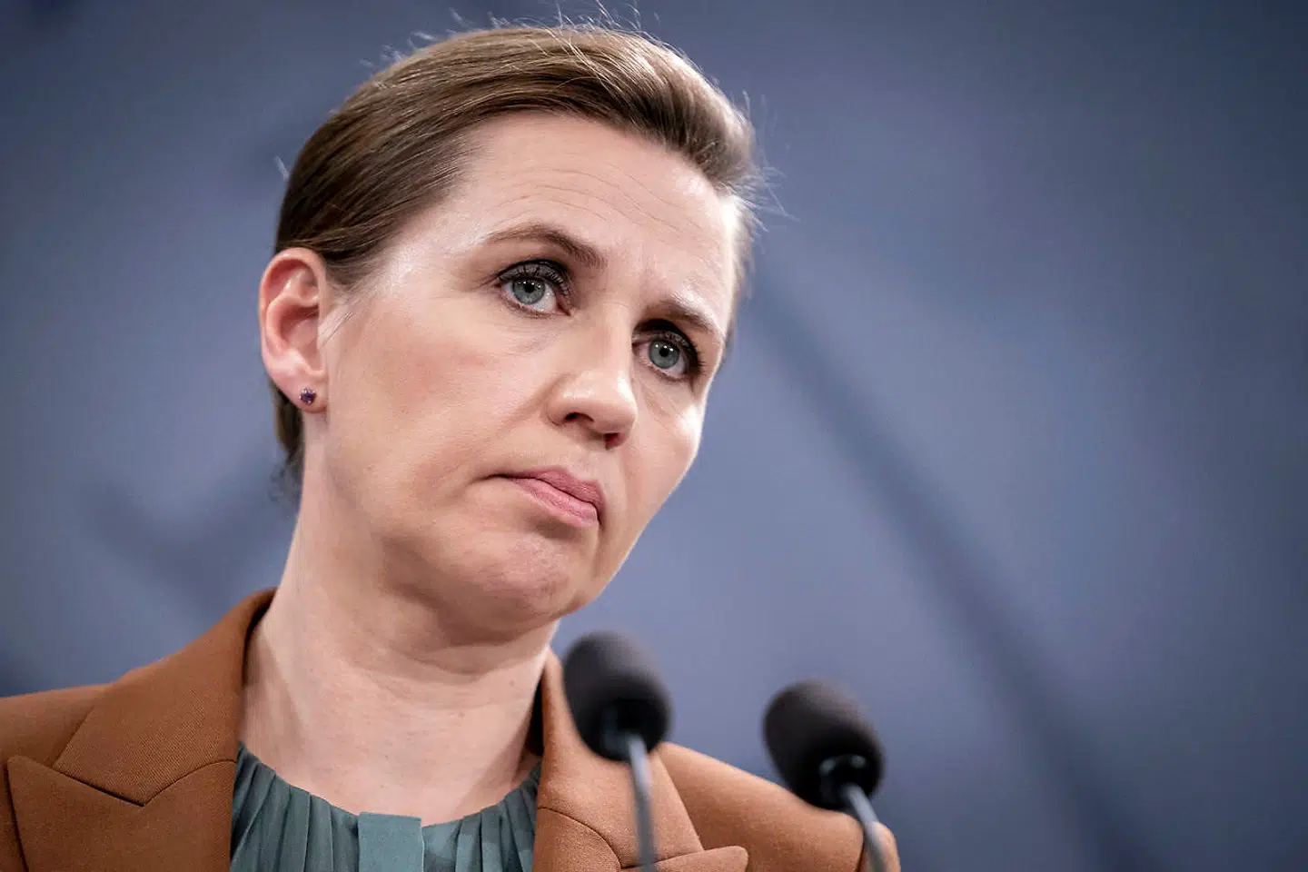 Statsminister Mette Frederiksen (S) under pressemøde om coronasituationen i Spejlsalen i Statsministeriet i København 8. december 2021. (Foto: Mads Claus Rasmussen/Ritzau Scanpix)