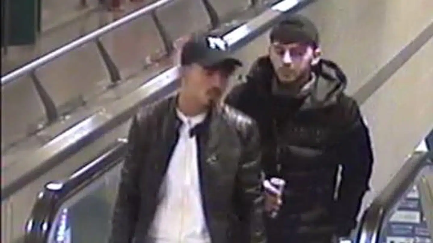 Her ses to af gerningsmændene hhv. a og b. Foto: Fyns Politi