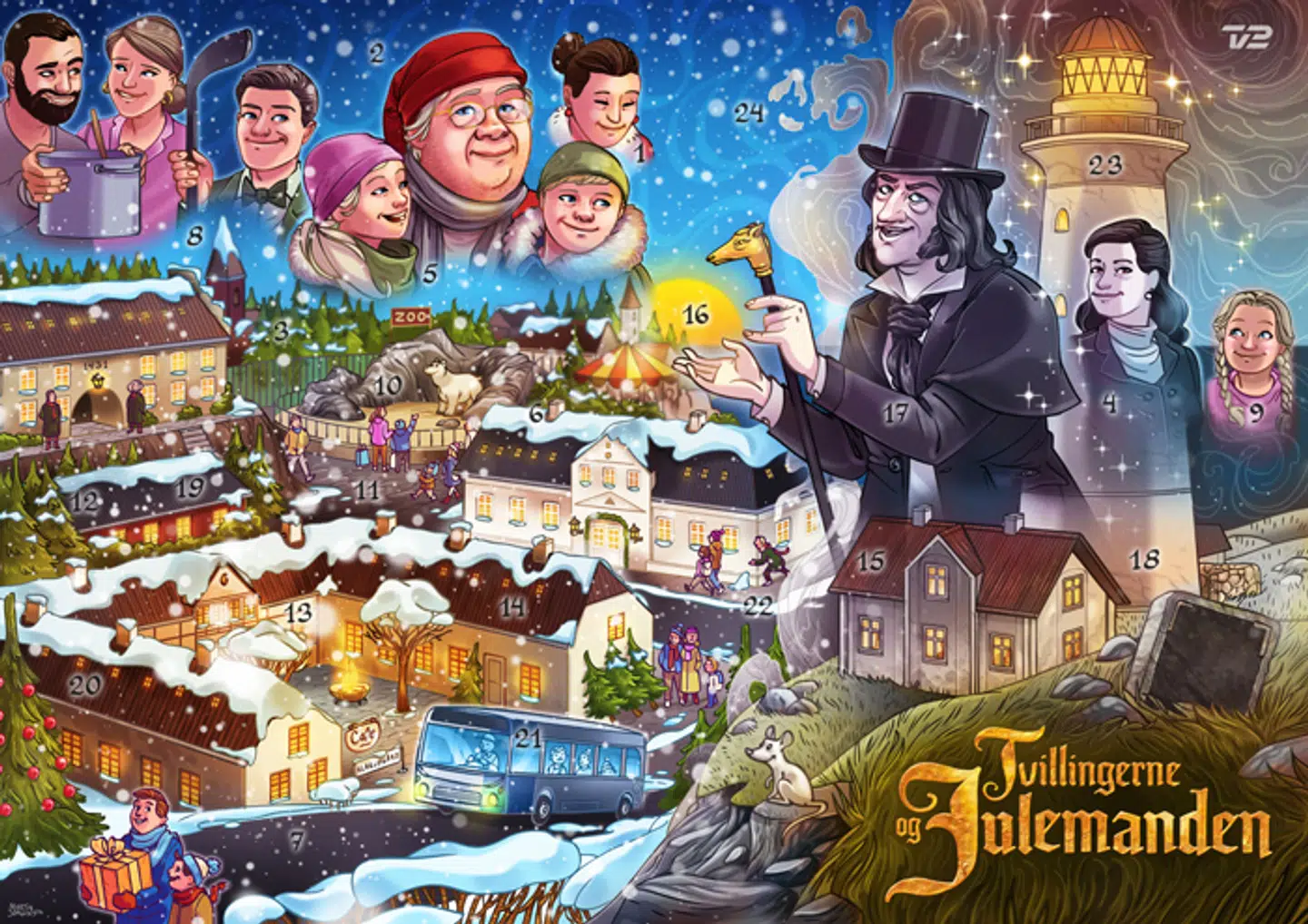 Årets lågekalender fra TV 2 kan købes fra mandag 15. oktober. Kalenderen koster 45 kroner, og overskuddet går som altid til Julemærkefonden og fondens drift af de fem julemærkehjem. (Foto: TV 2)