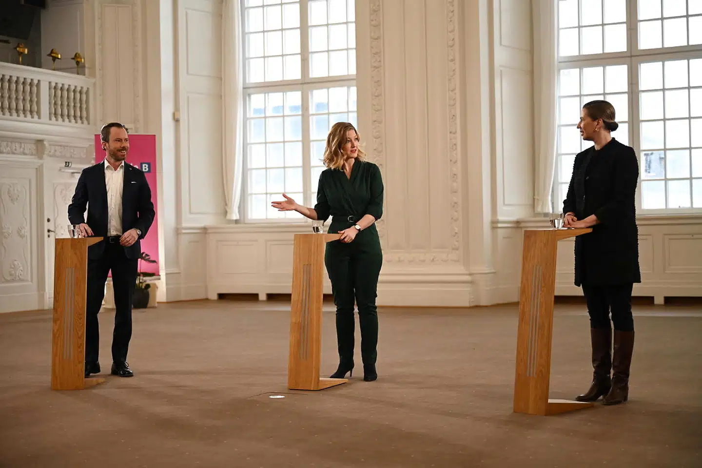 Partilederdebat ved Radikale Venstres nytårsstævne med statsminister Mette Frederiksen (S), Venstre-formand, Jakob Ellemann-Jensen, og politisk leder for De Radikale, Sofie Carsten Nielsen, i Landstingssalen på Christiansborg.