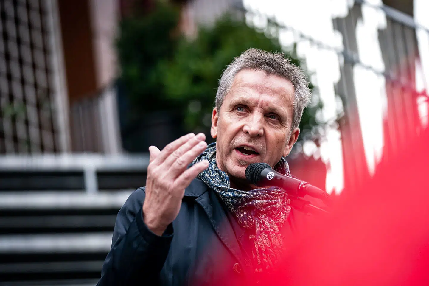 Forbundsformand for 3F, Per Christensen, taler til arrangementet, hvor mindestatuen af den tidligere statsminister Anker Jørgensen (S) bliver afsløret, på Anker Jørgensens Plads i Sydhavnen i København, fredag den 25. oktober 2019. Statuen bliver opstillet i det gamle arbejderkvarter i Sydhavnen i København, hvor Anker Jørgensen boede i 45 år indtil sin død i 2016.. (Foto: Niels Christian Vilmann/Ritzau Scanpix)